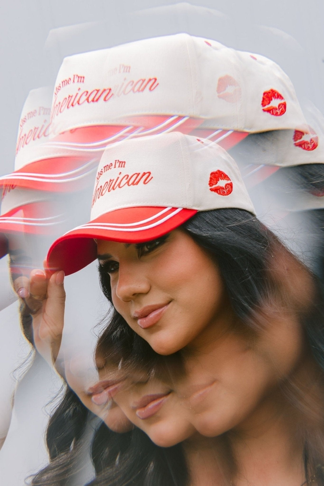 KenzKustomz Kiss me I'm American - Red Vintage Trucker Hat