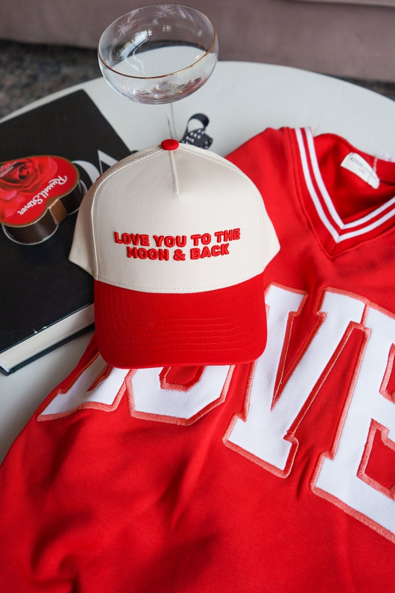 KenzKustomz Love you to the Moon - Red Vintage Trucker Hat