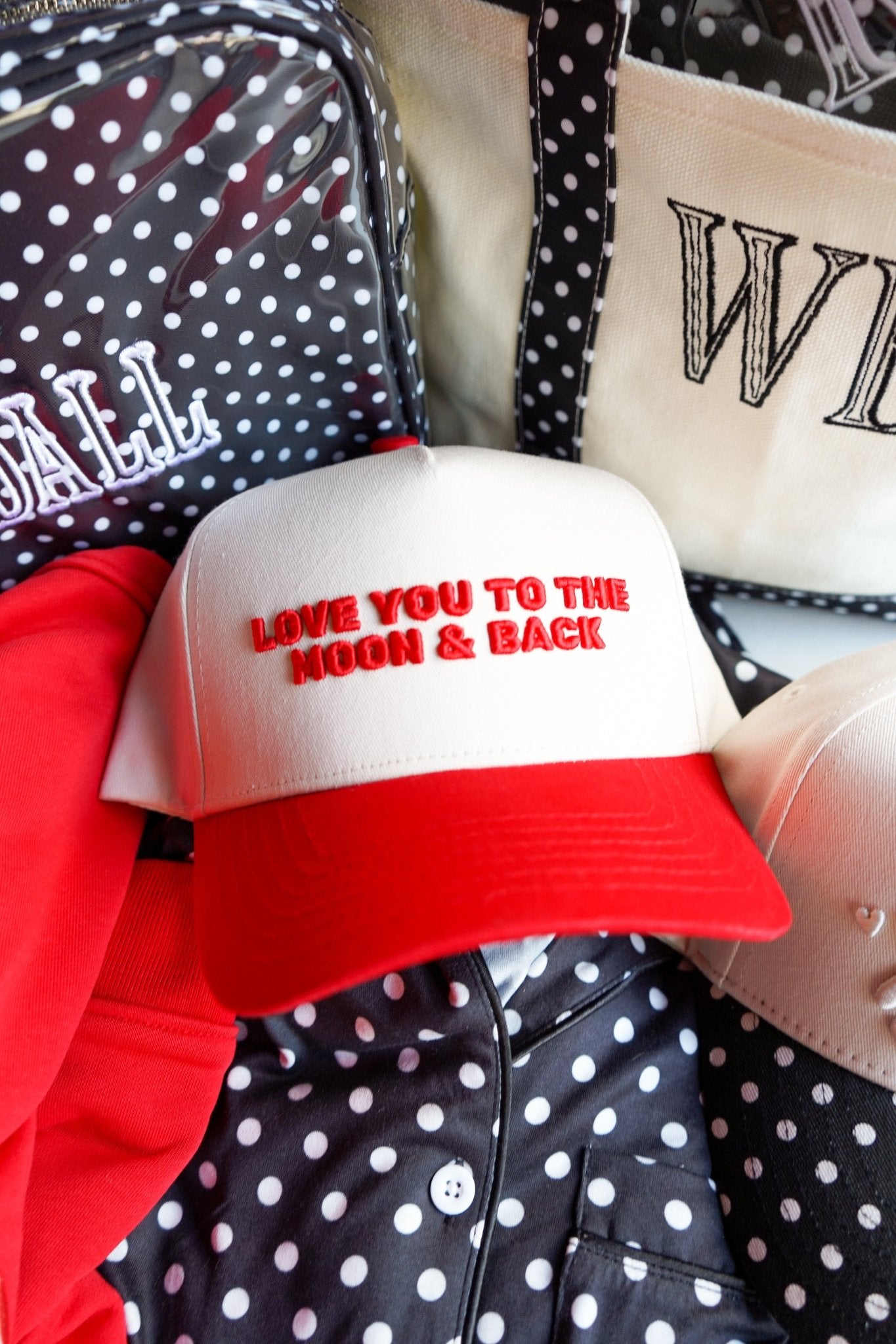 KenzKustomz Love you to the Moon - Red Vintage Trucker Hat