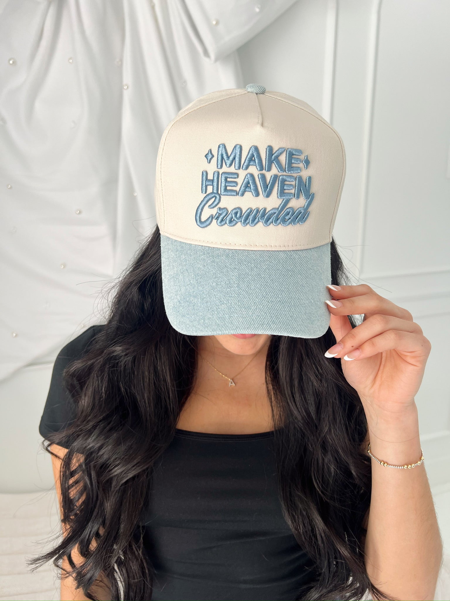 KenzKustomz Make Heaven Crowded - Denim Vintage Trucker Hat - PREORDER