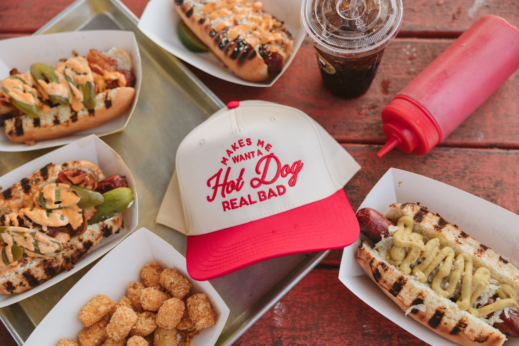 KenzKustomz Makes me Want a Hot Dog - Red Vintage Trucker Hat
