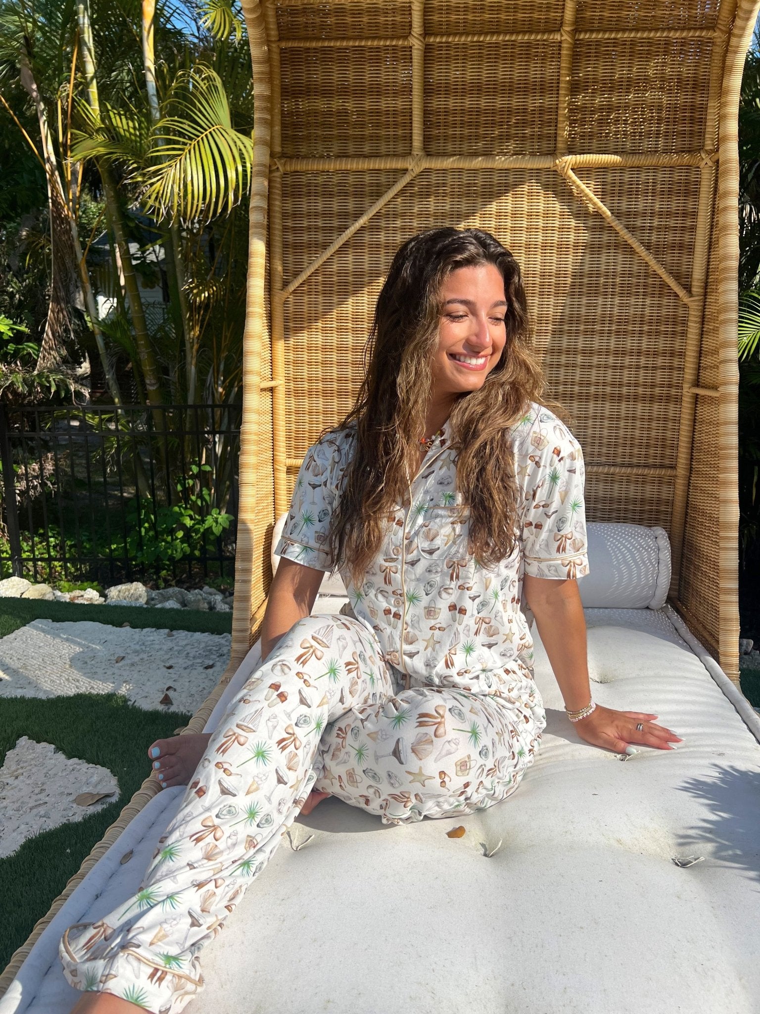 KenzKustomz Neutral Coastal Cocktail - Short Sleeve + Pant Pajama Set