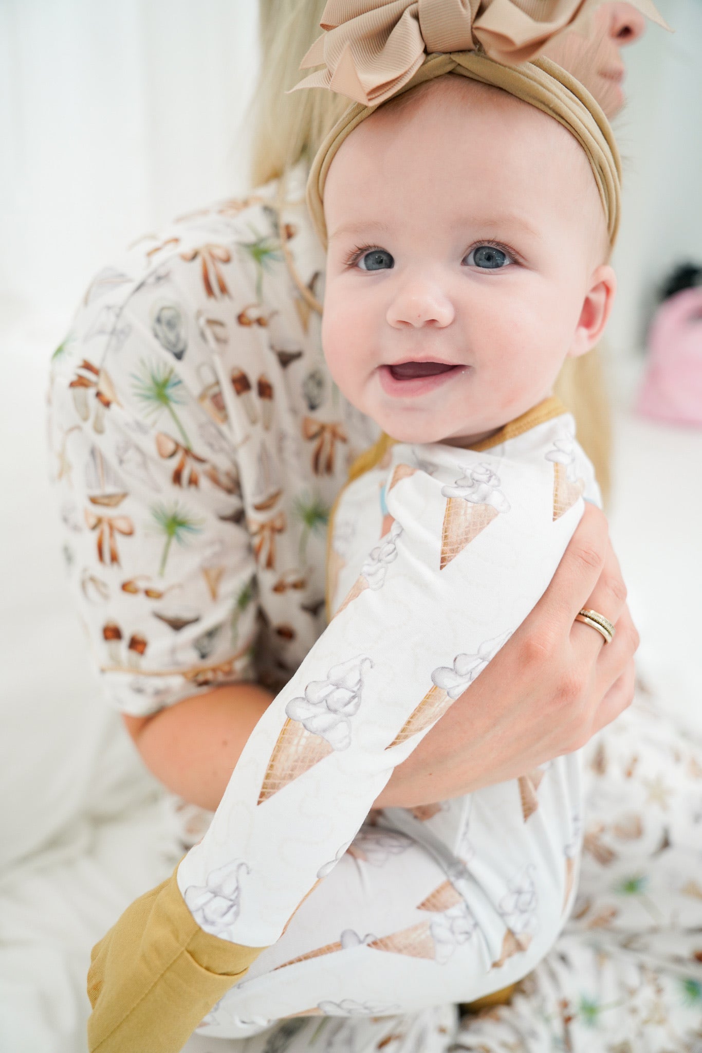 KenzKustomz Neutral Coastal Cocktail - Short Sleeve + Pant Pajama Set