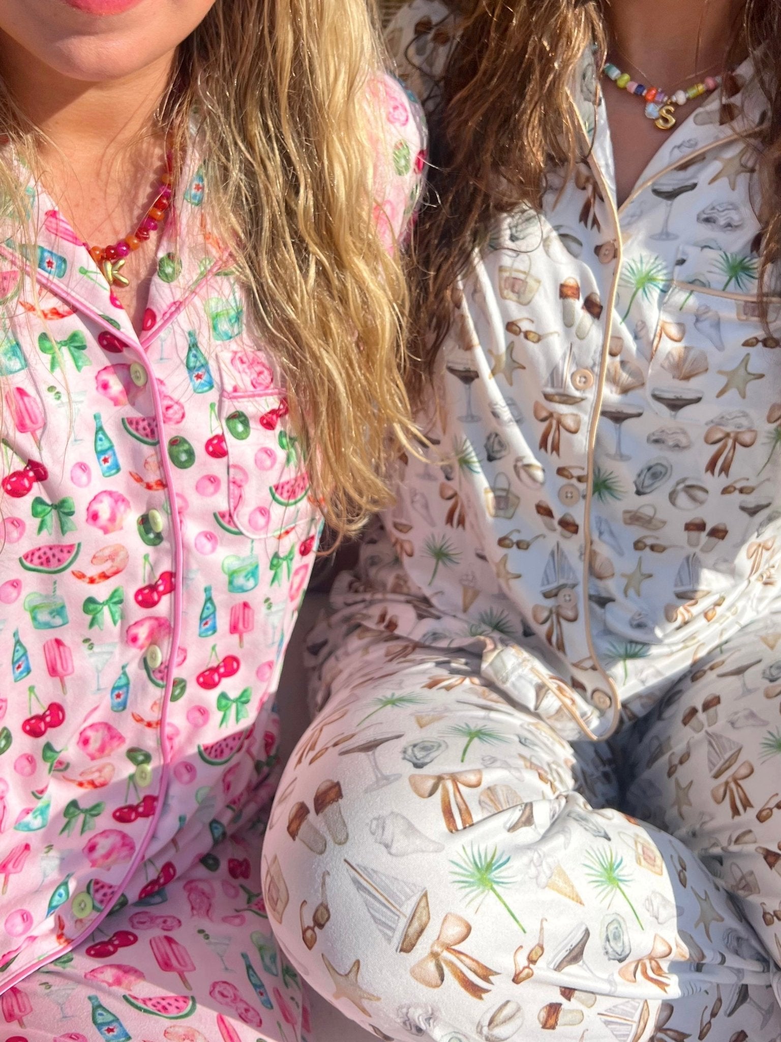 KenzKustomz Neutral Coastal Cocktail - Short Sleeve + Pant Pajama Set