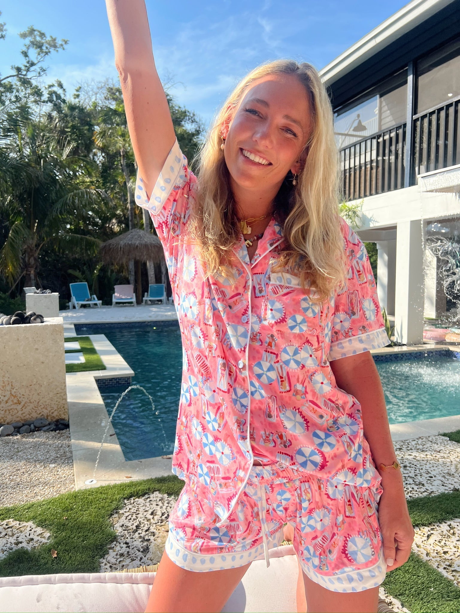 KenzKustomz Pink Beach - Short Sleeve Pajama Set