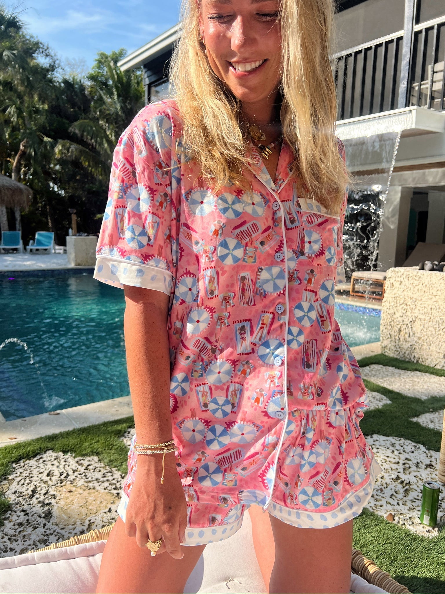 KenzKustomz Pink Beach - Short Sleeve Pajama Set