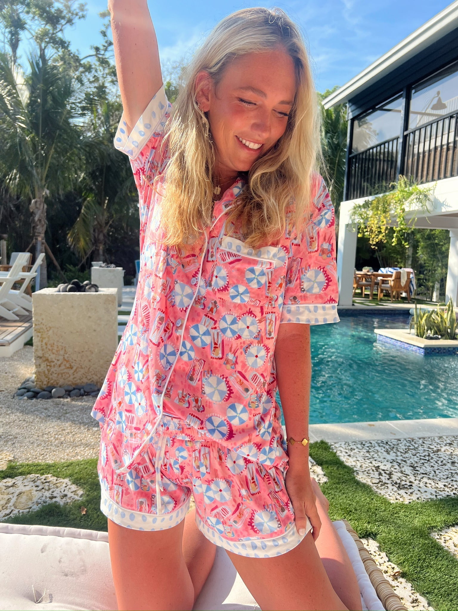 KenzKustomz Pink Beach - Short Sleeve Pajama Set