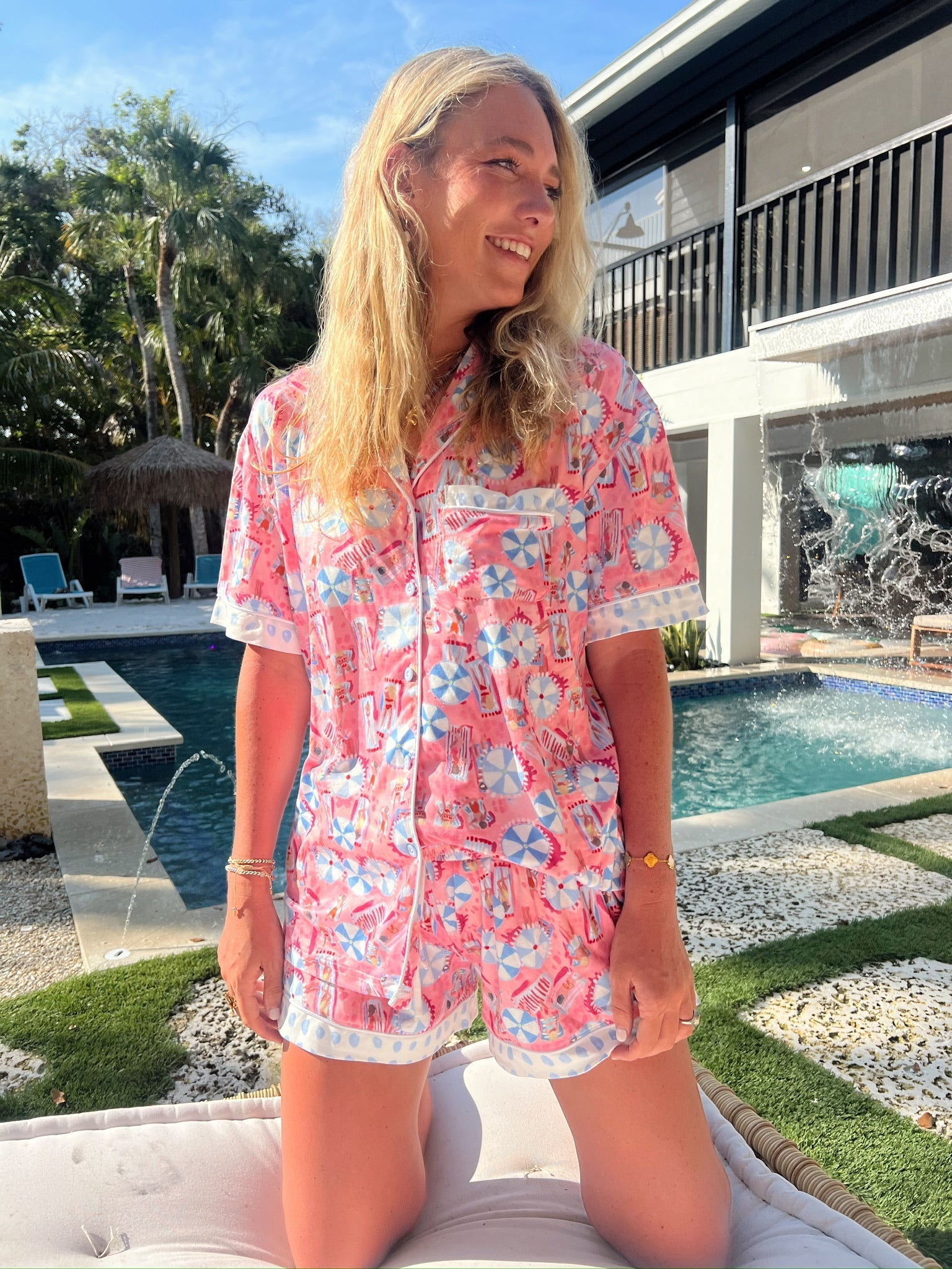 KenzKustomz Pink Beach - Short Sleeve Pajama Set