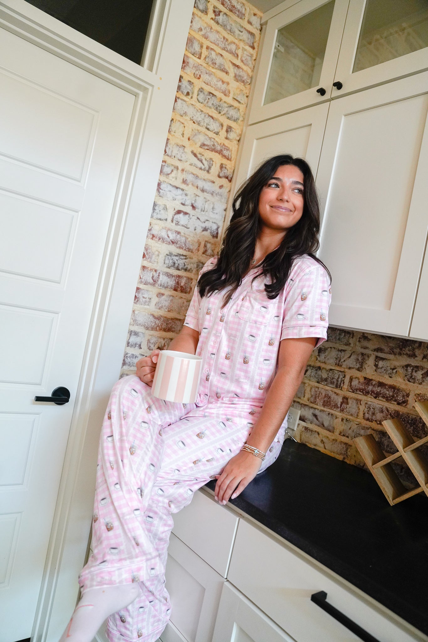 KenzKustomz Pink Coffee - Short Sleeve + Pant Pajama Set