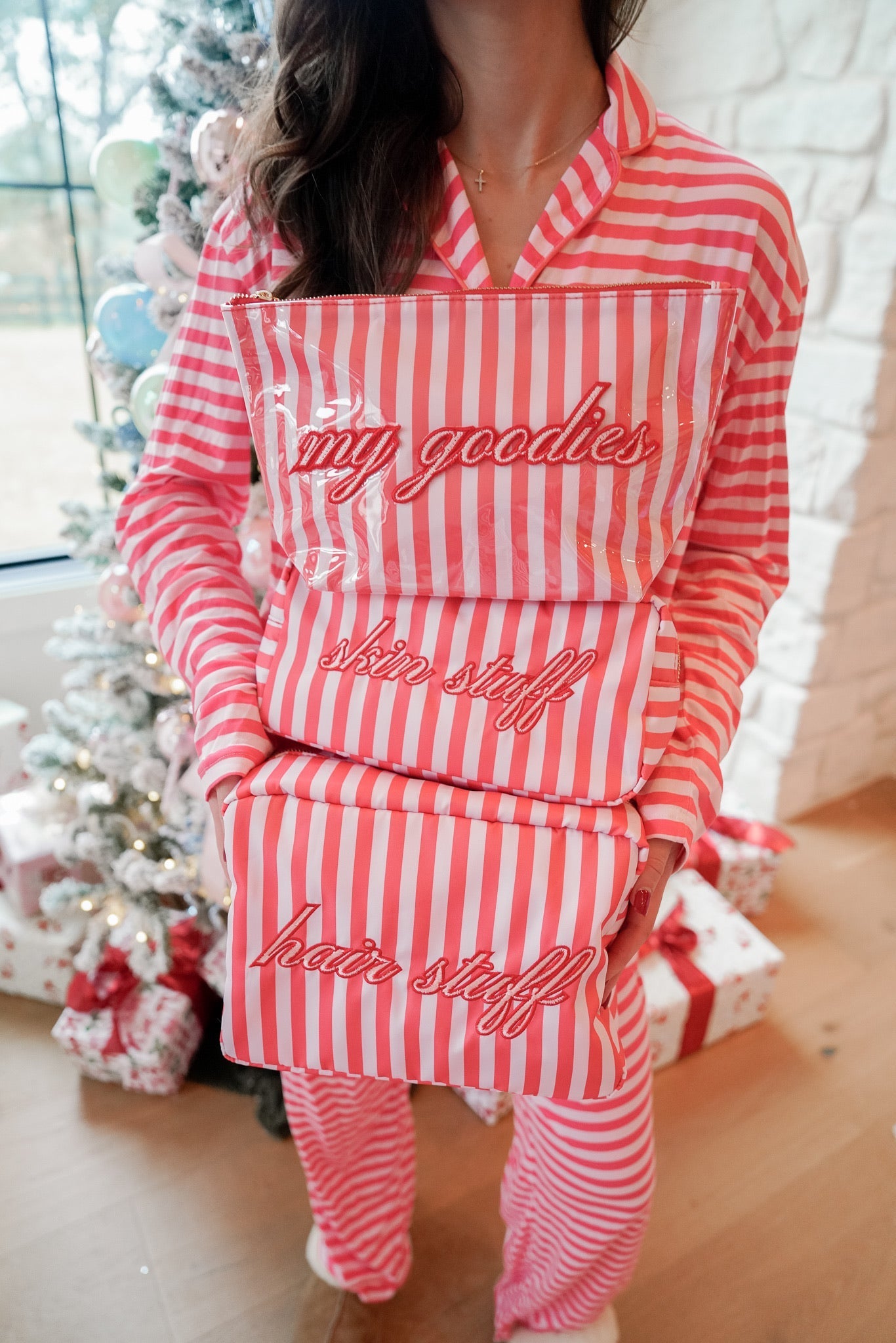 KenzKustomz Pink & Red Stripes - Long Pajama Set