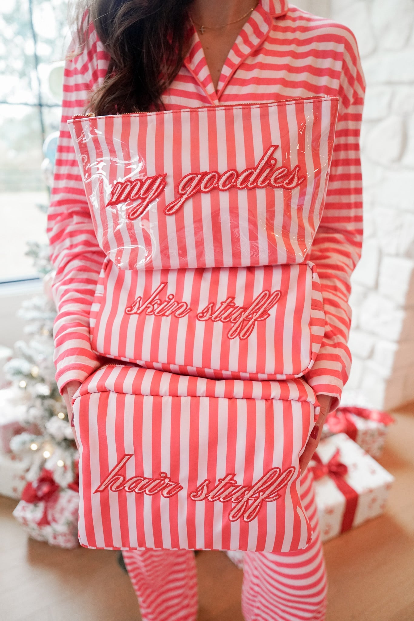 KenzKustomz Pink & Red Stripes - Long Pajama Set
