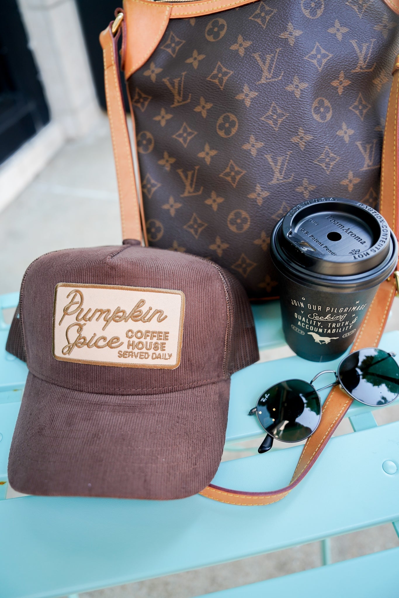 KenzKustomz Pumpkin Spice - Brown Corduroy Vintage Trucker Hat