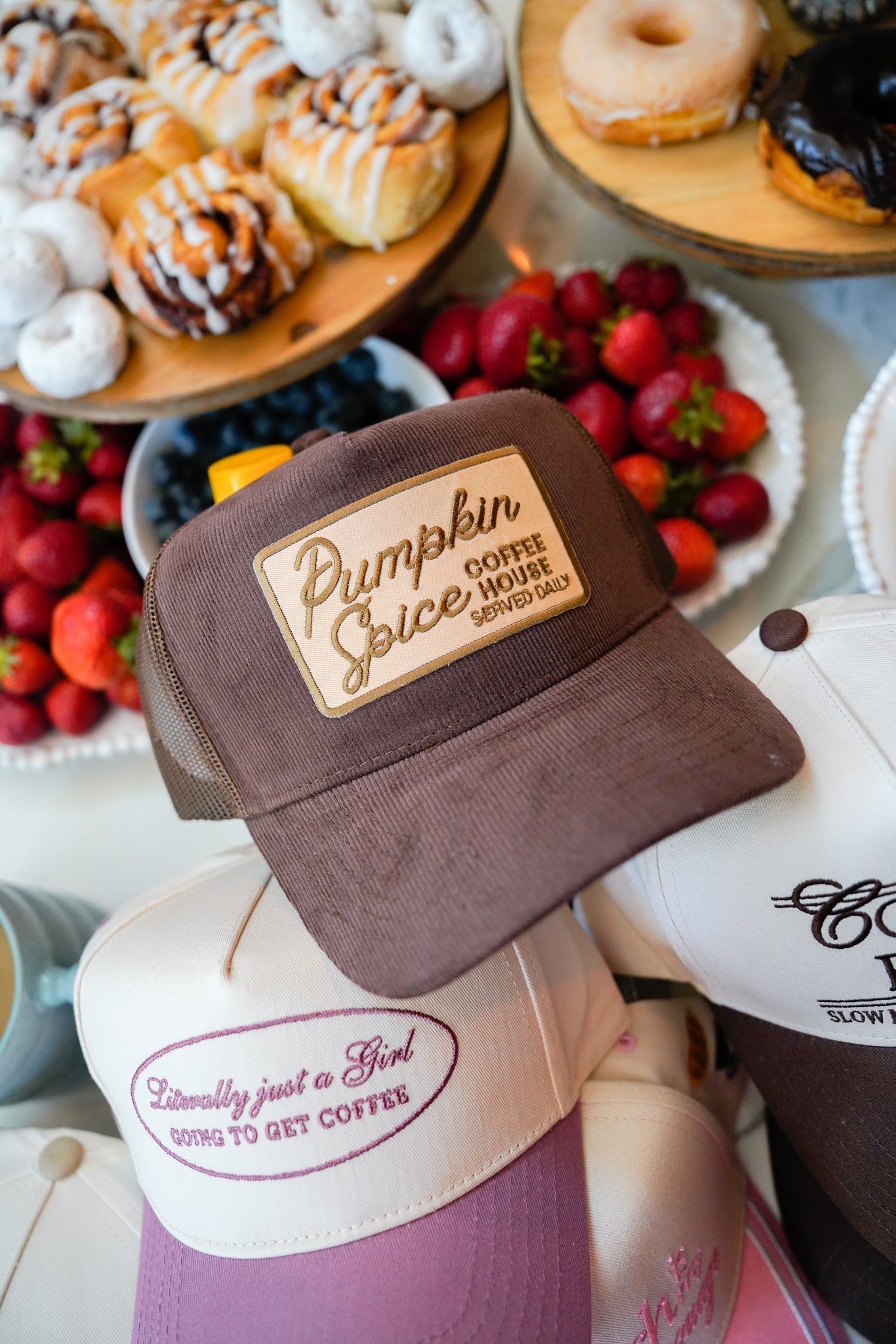 KenzKustomz Pumpkin Spice - Brown Corduroy Vintage Trucker Hat
