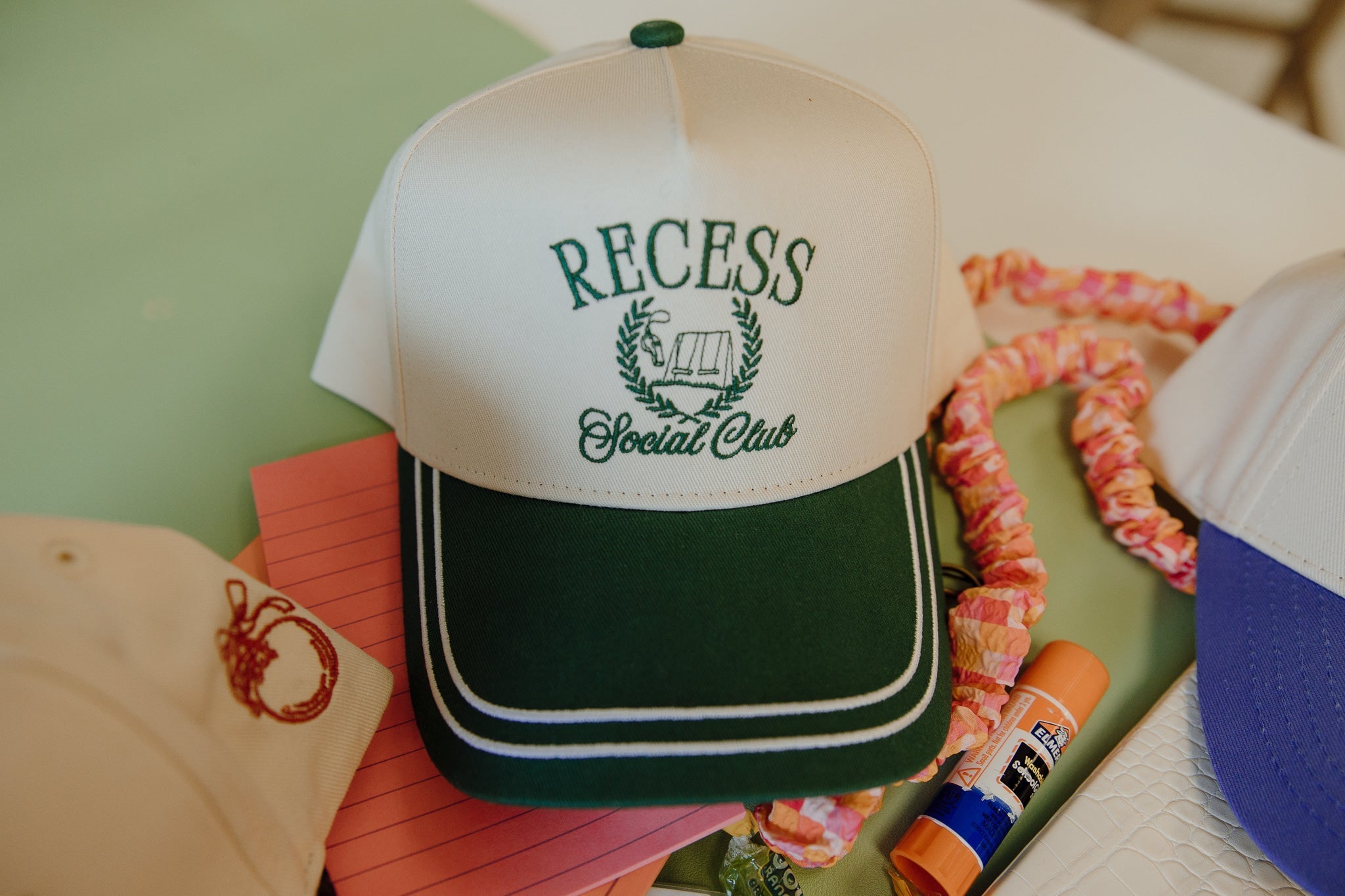KenzKustomz Recess Social Club - Green Vintage Trucker Hat