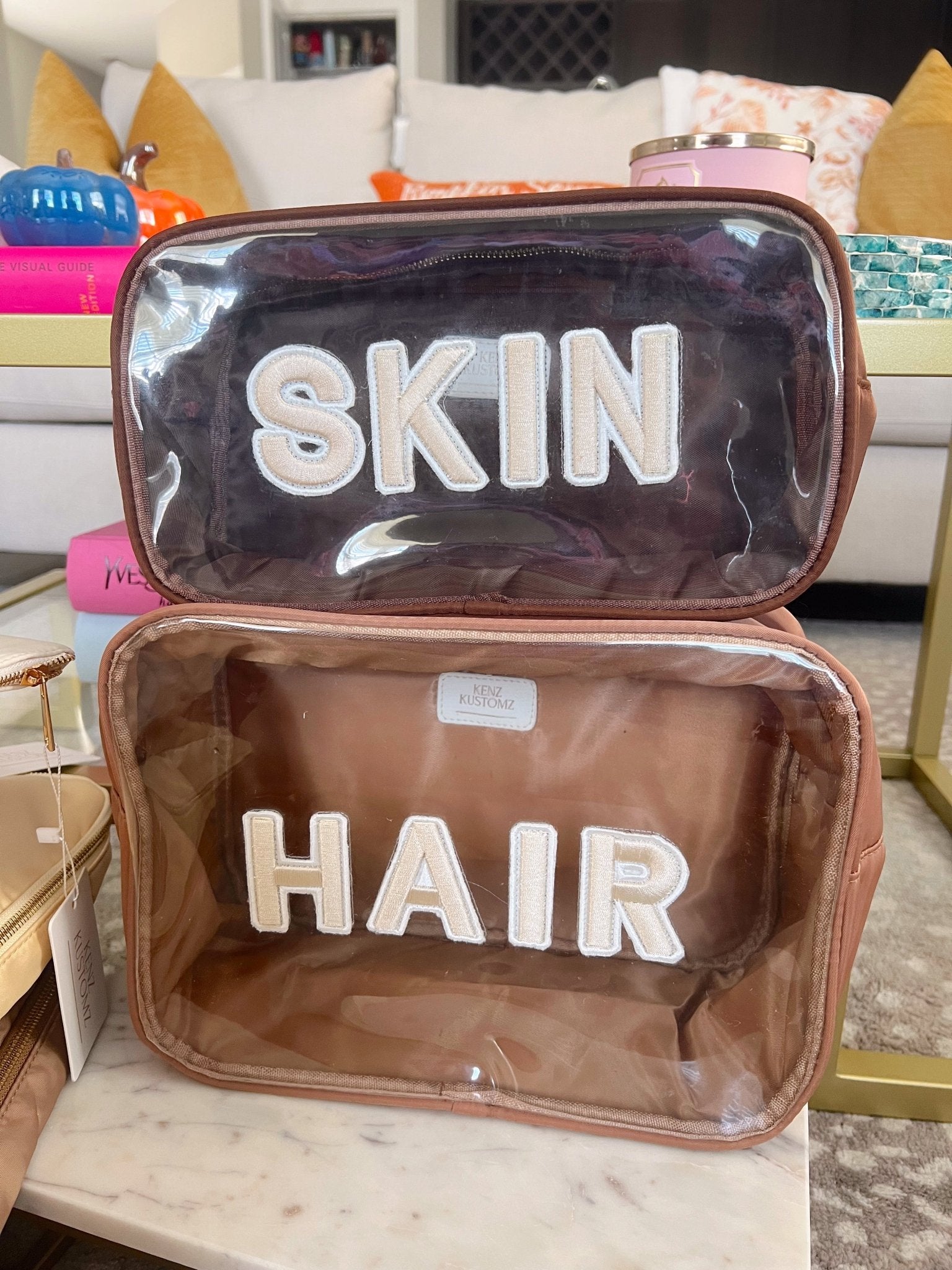 KenzKustomz Skin Clear Large - Chocolate w/ Rolled Patches