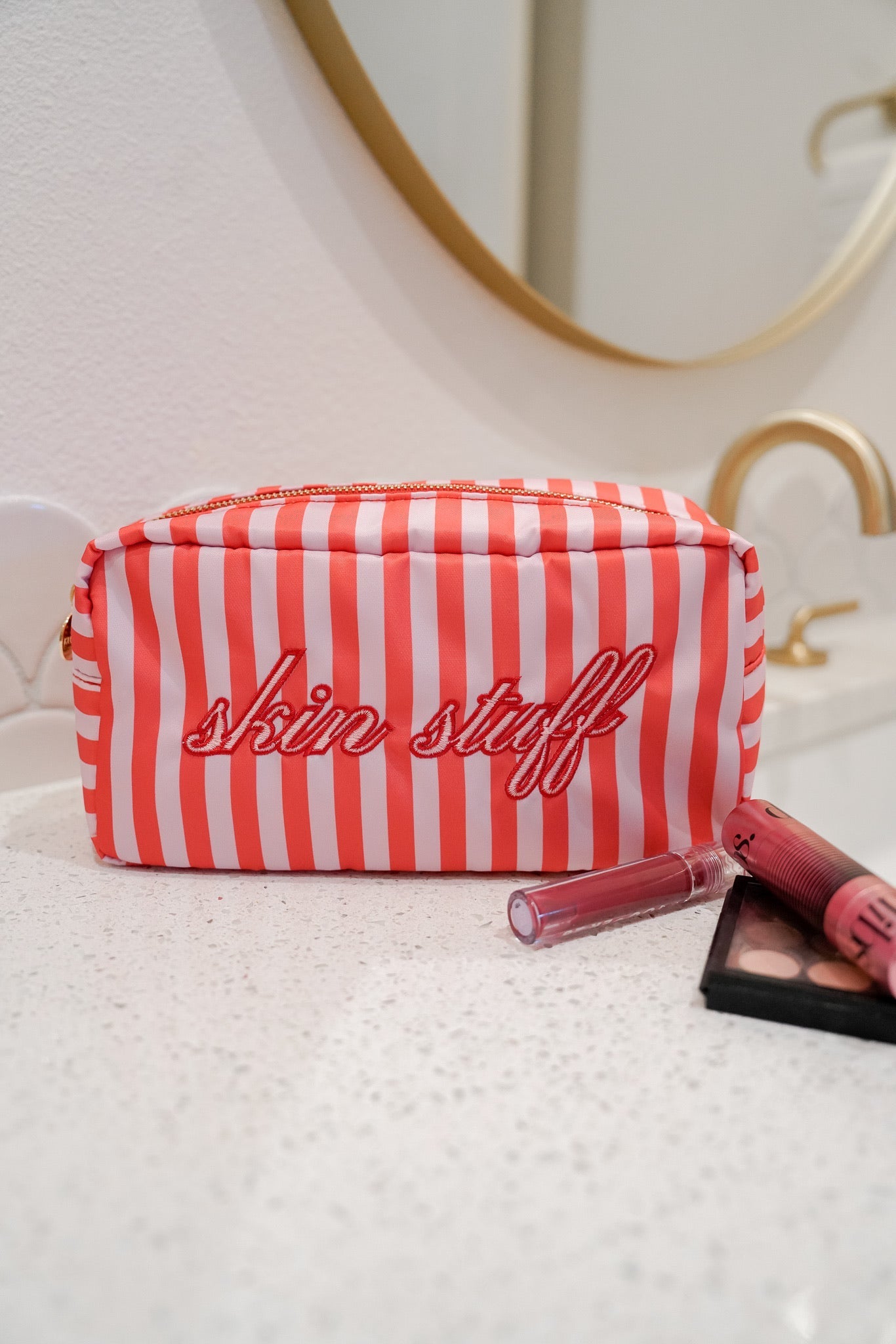 KenzKustomz Skin Stuff - Pink & Red Stripes Large Bag