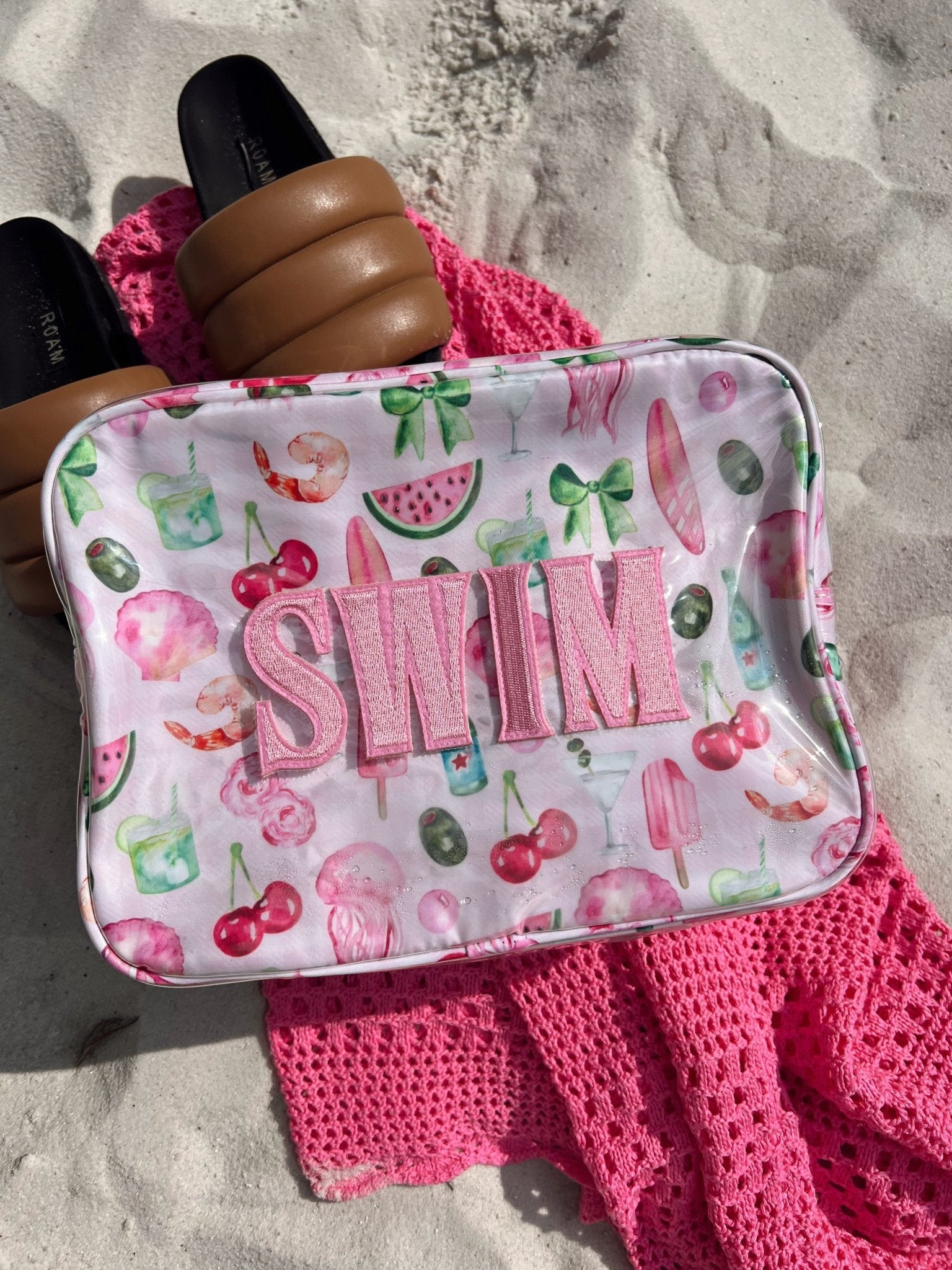 KenzKustomz Swim - Pink Summer Spritz Clear Coat XL Bag