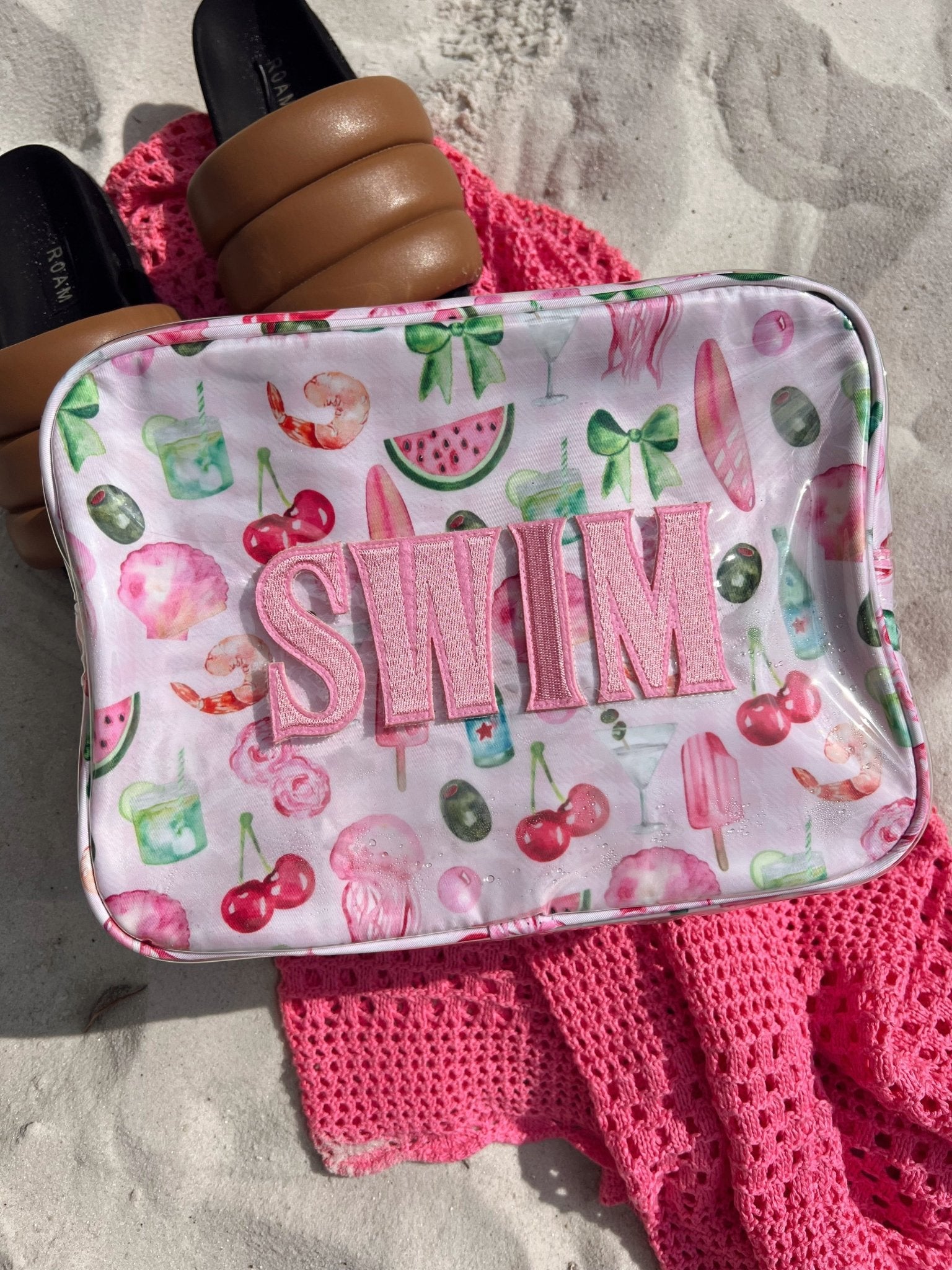 KenzKustomz Swim - Pink Summer Spritz Clear Coat XL Bag