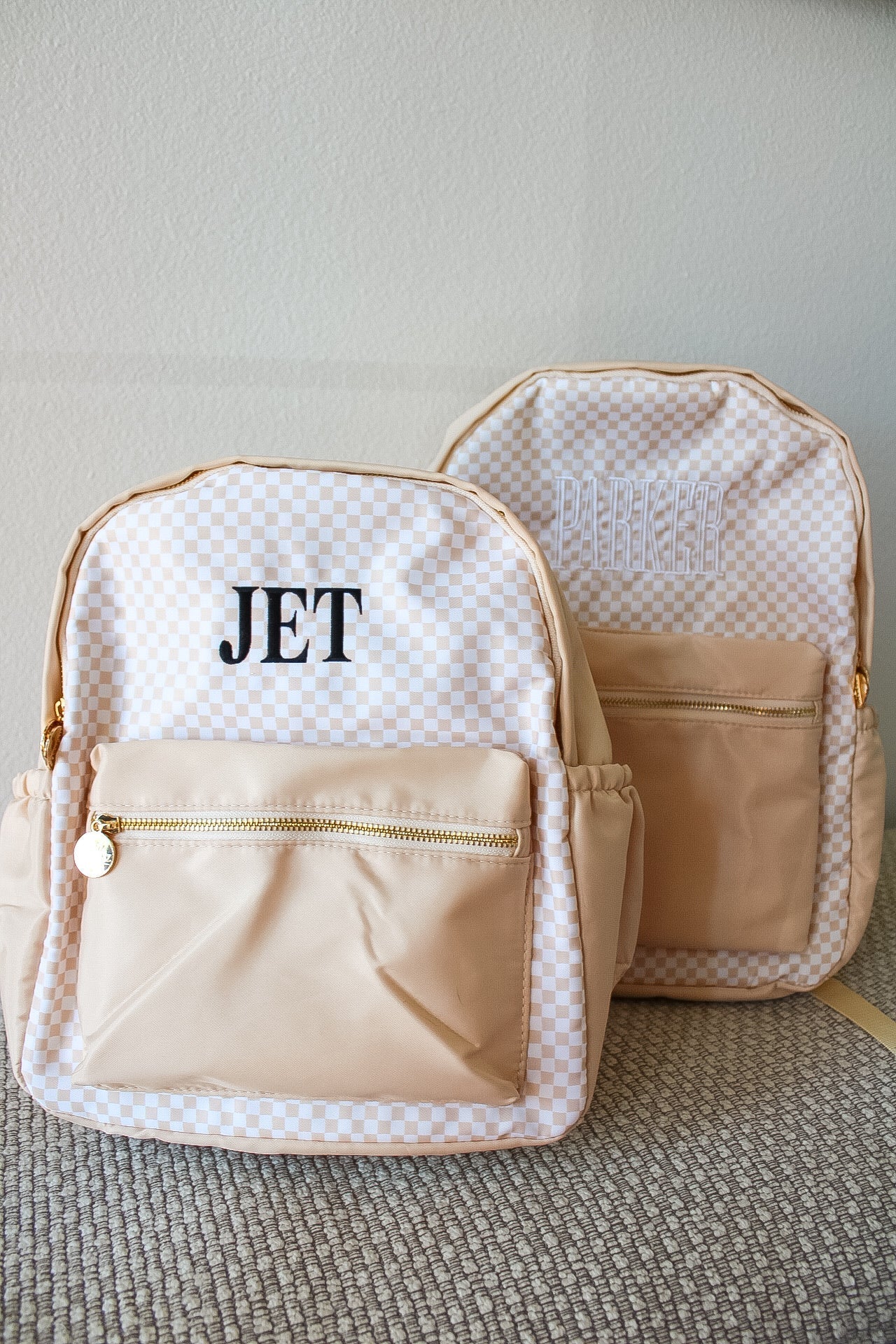 KenzKustomz Tan Checkered Backpack