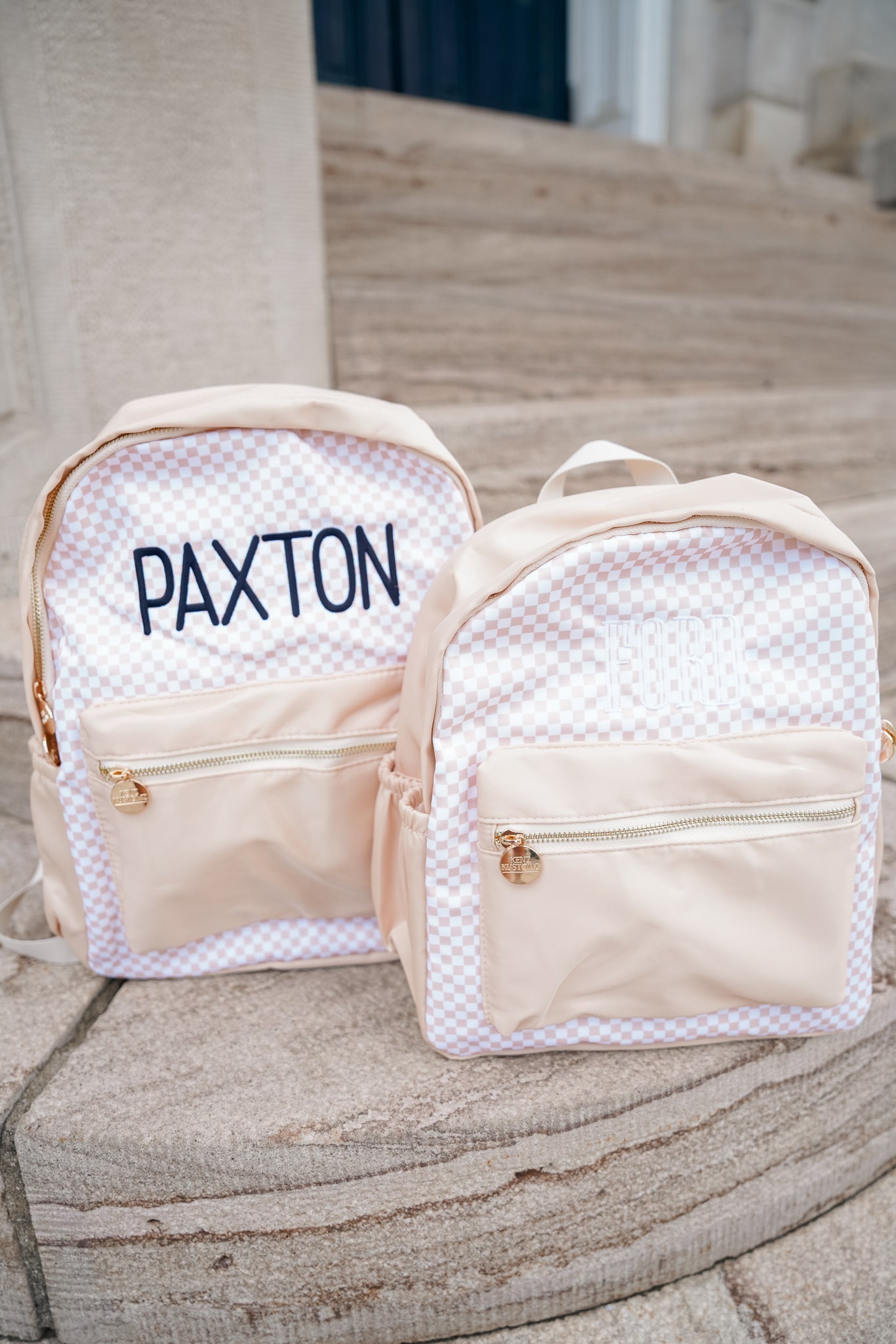 KenzKustomz Tan Checkered Backpack