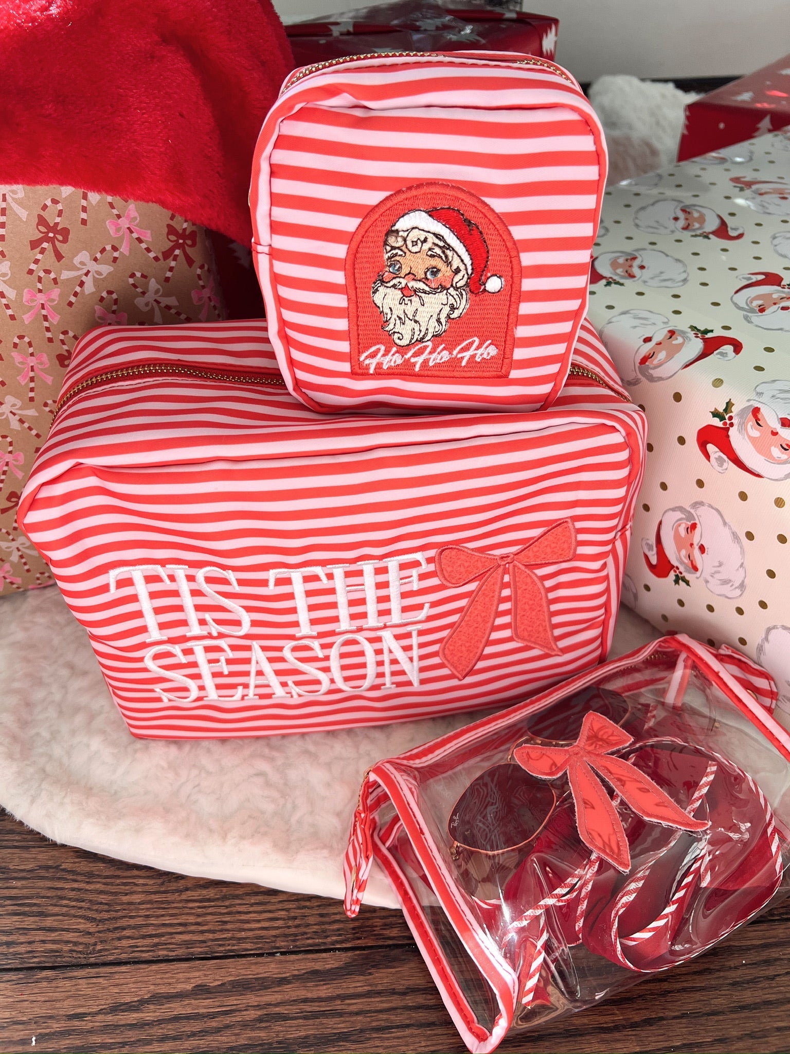 KenzKustomz Tis The Season - Red Stripes XL Nylon Bag