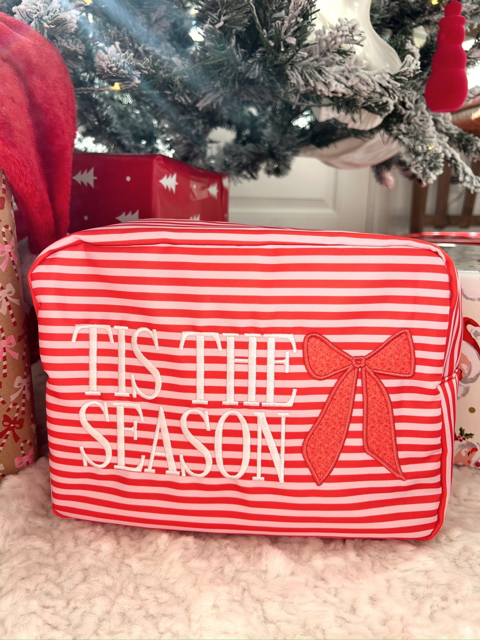 KenzKustomz Tis The Season - Red Stripes XL Nylon Bag