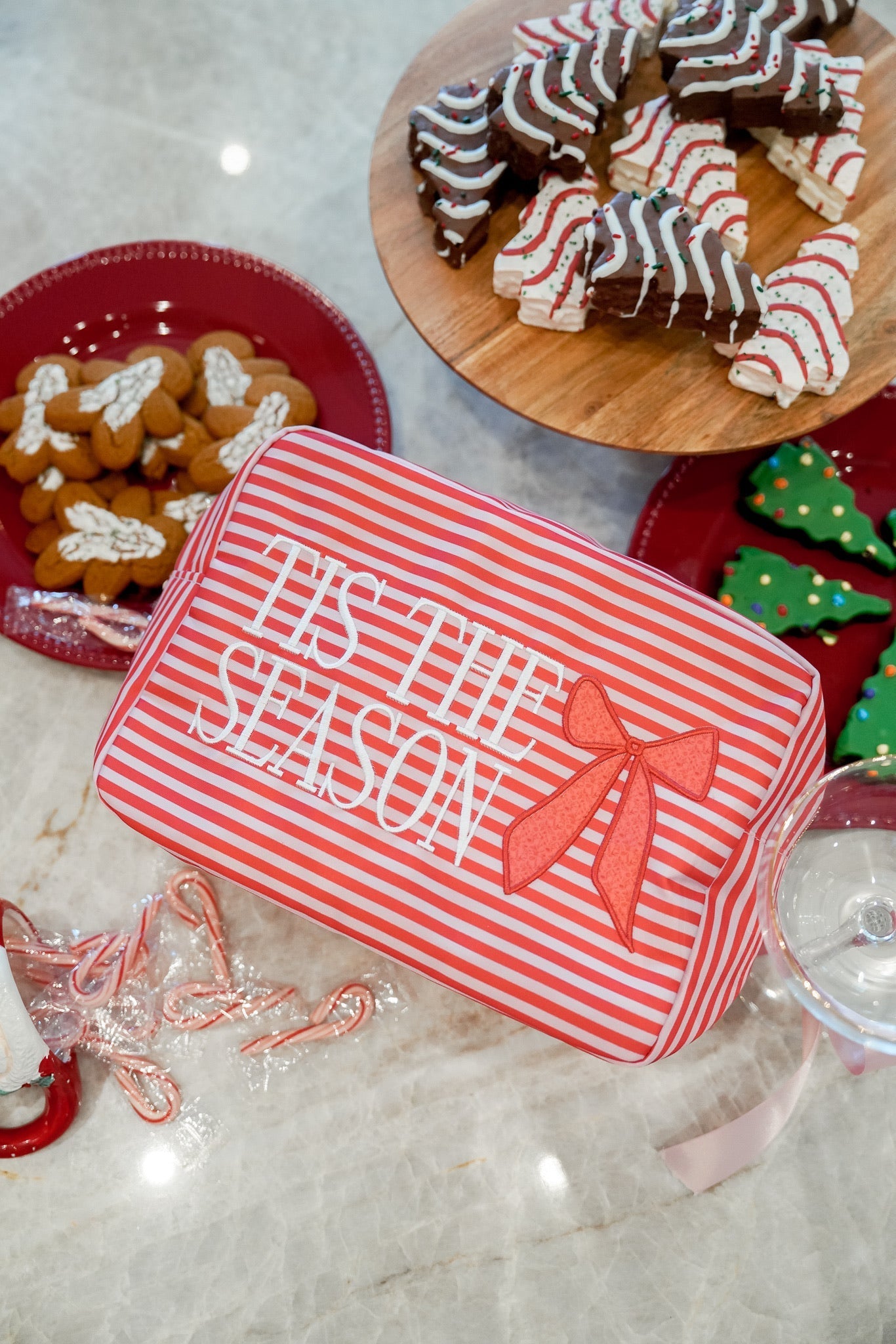 KenzKustomz Tis The Season - Red Stripes XL Nylon Bag