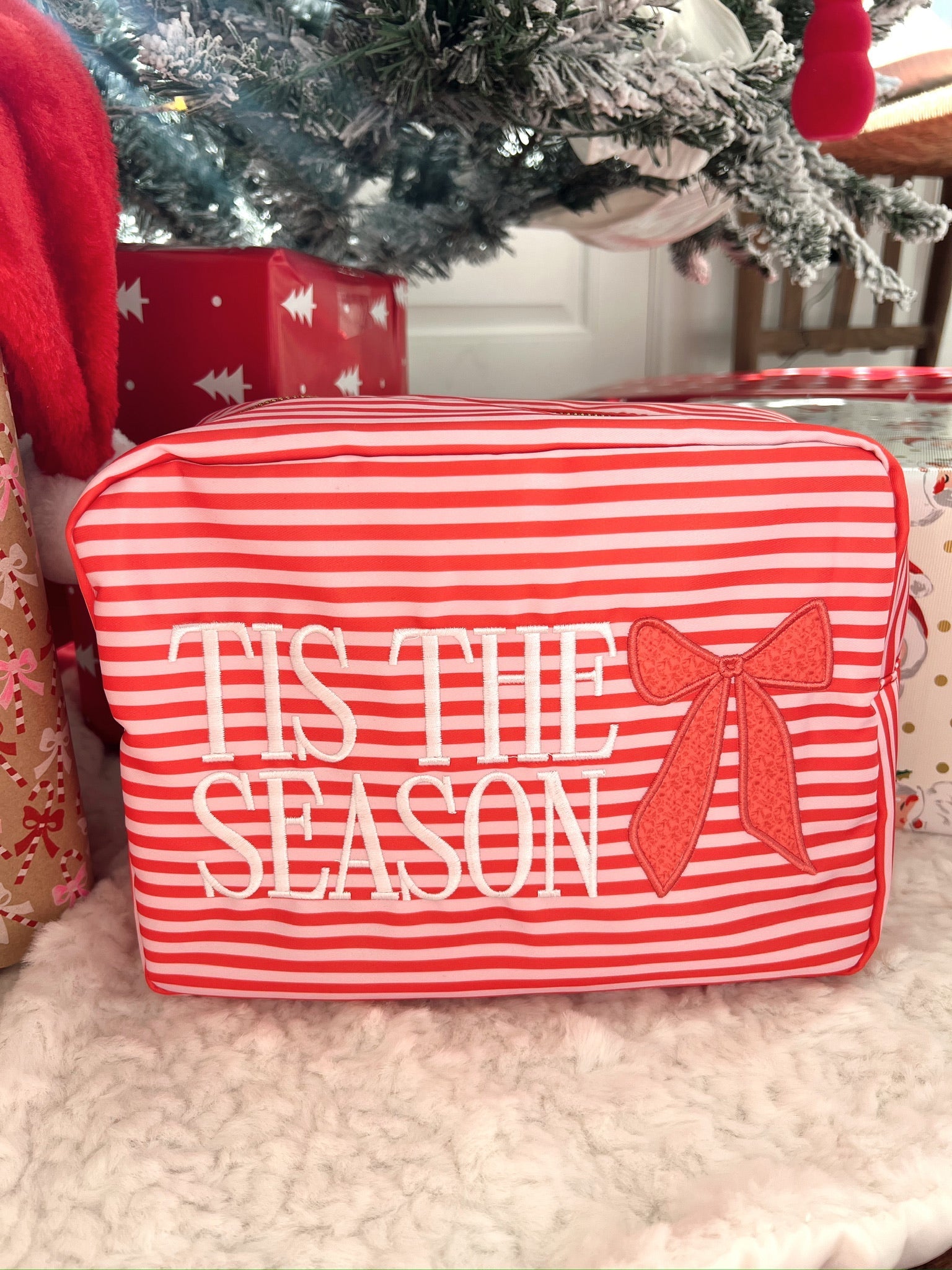 KenzKustomz Tis The Season - Red Stripes XL Nylon Bag