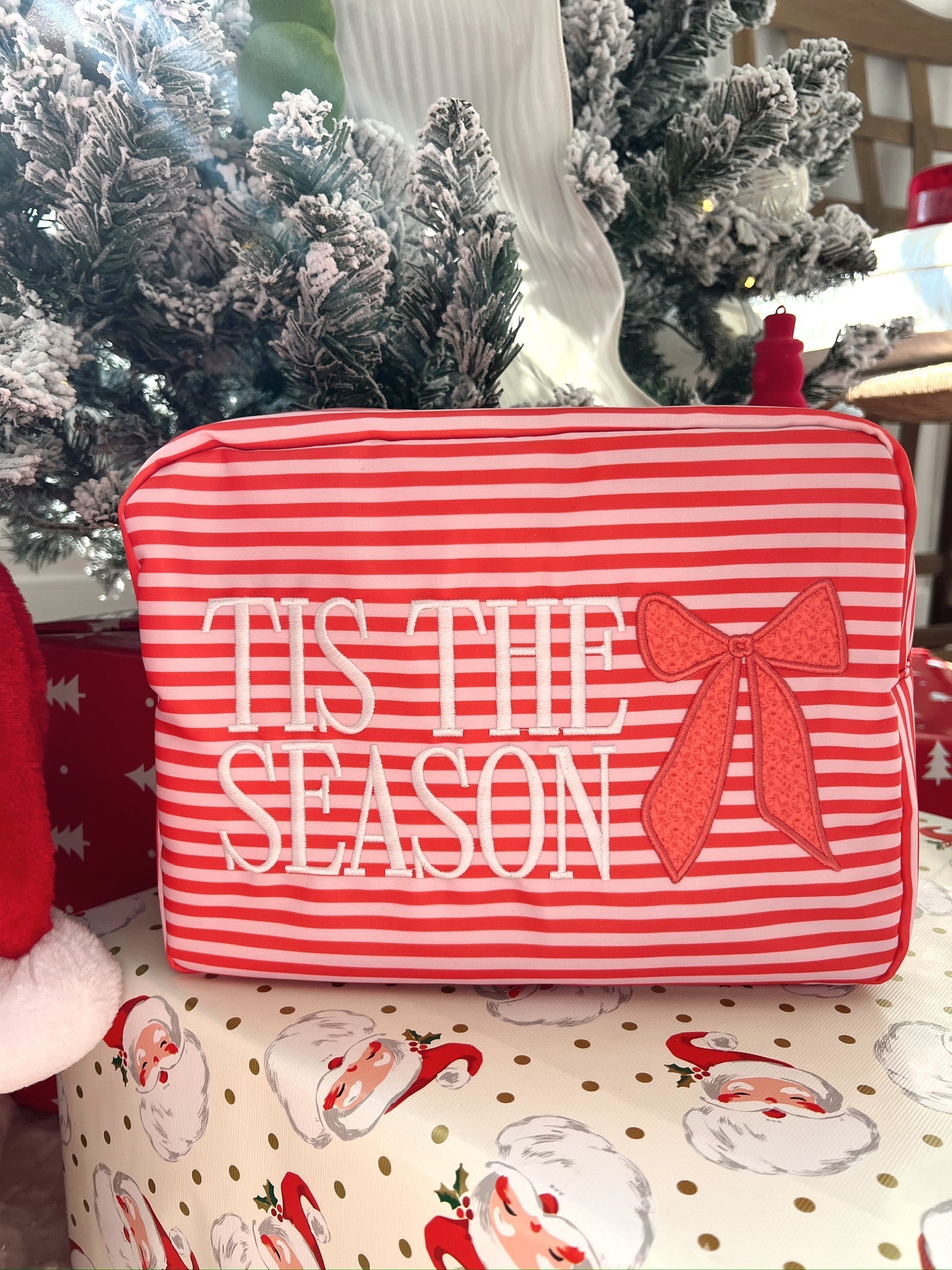 KenzKustomz Tis The Season - Red Stripes XL Nylon Bag