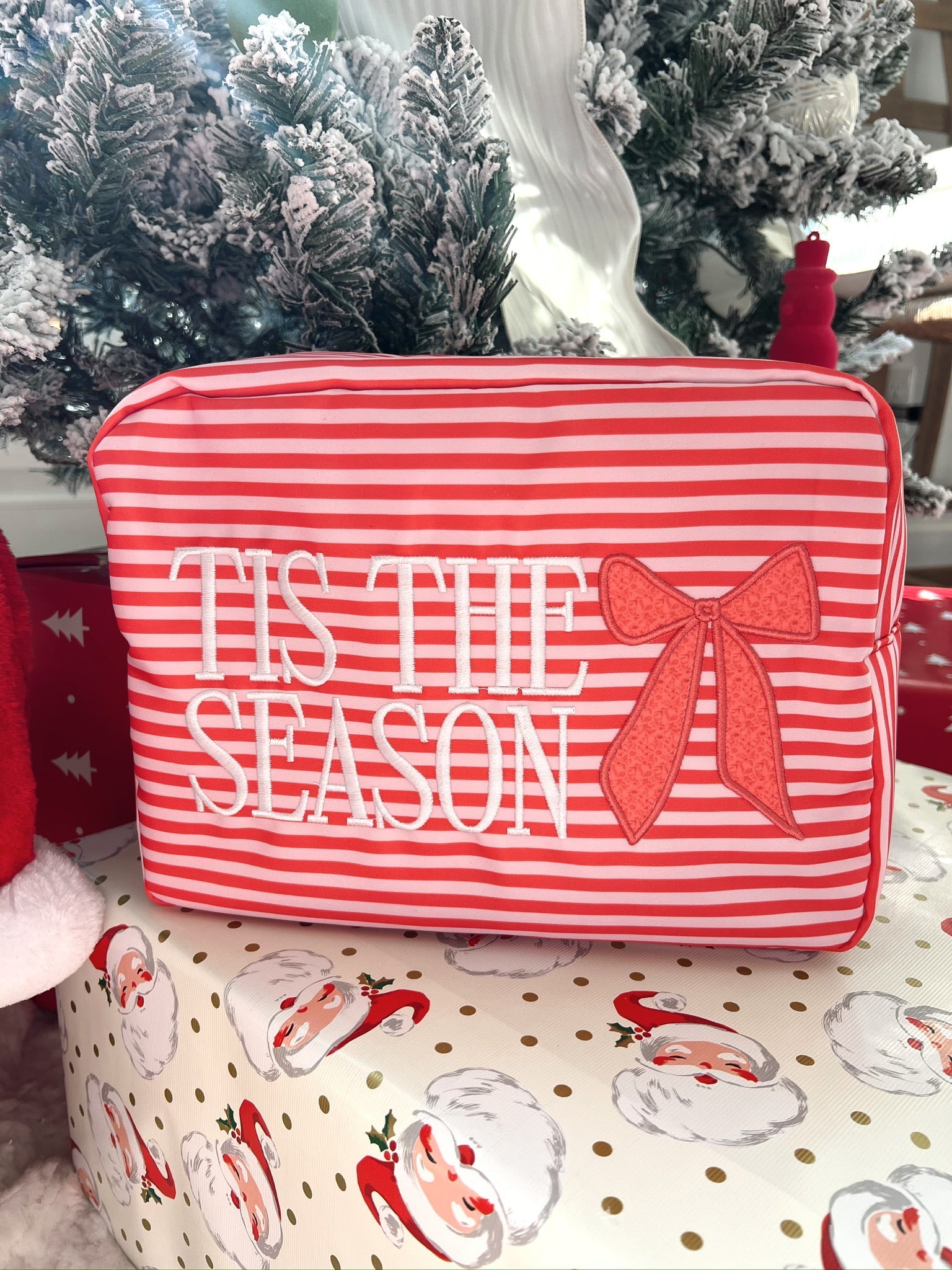 KenzKustomz Tis The Season - Red Stripes XL Nylon Bag