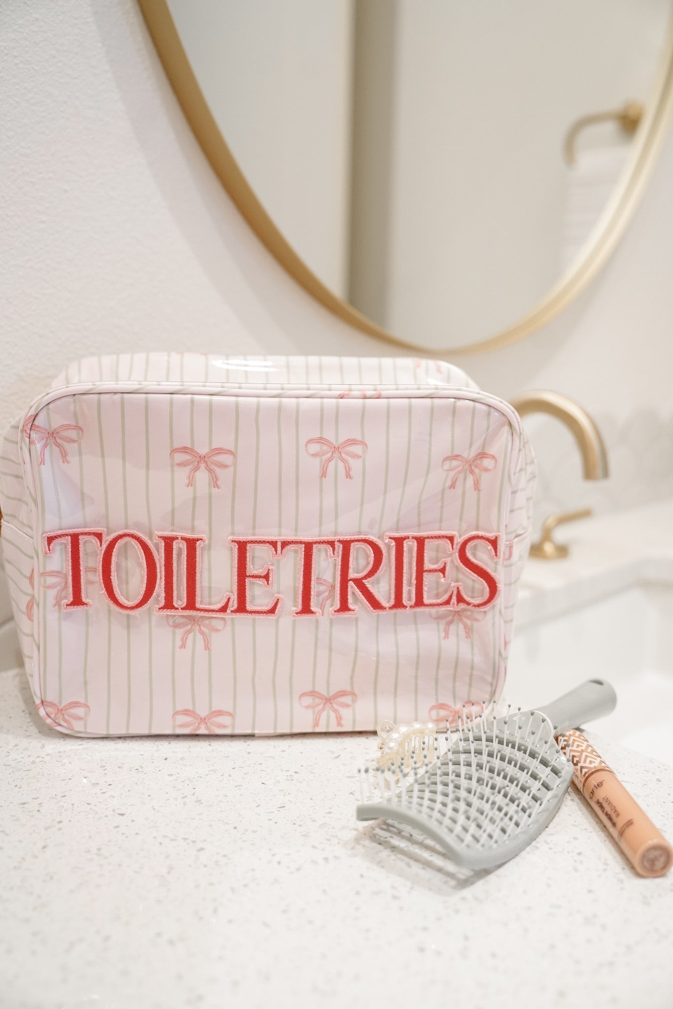 KenzKustomz Toiletries - Pink Ribbons Clear Coat XL Bag