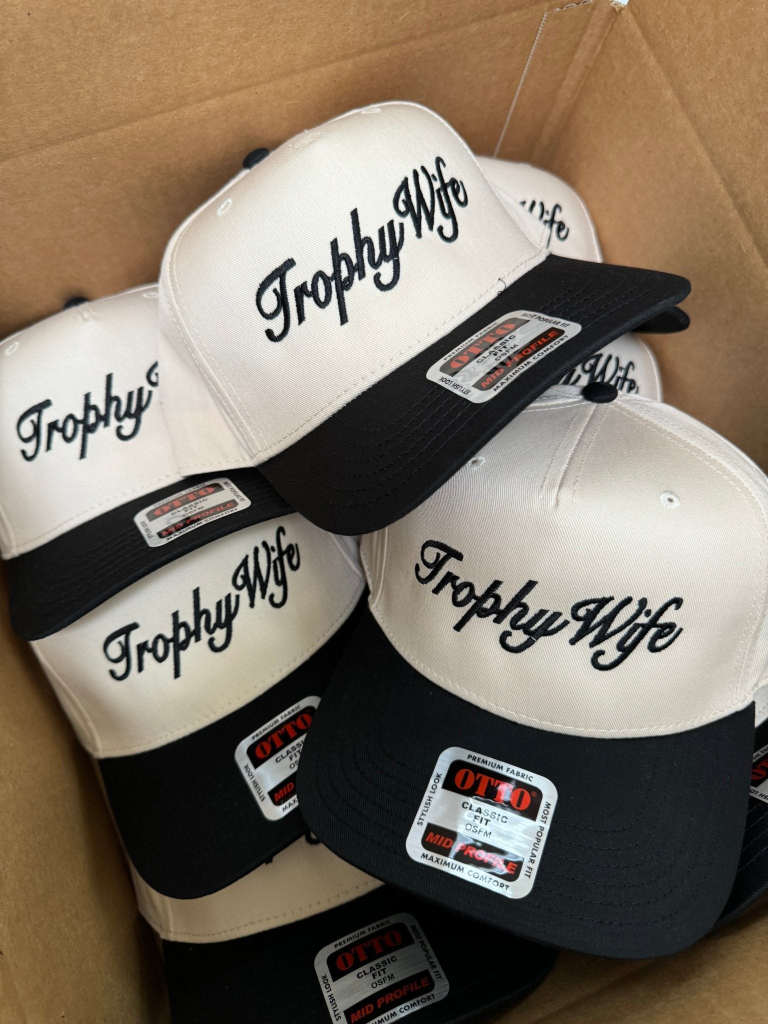 KenzKustomz Trophy Wife - Black Vintage Trucker Hat