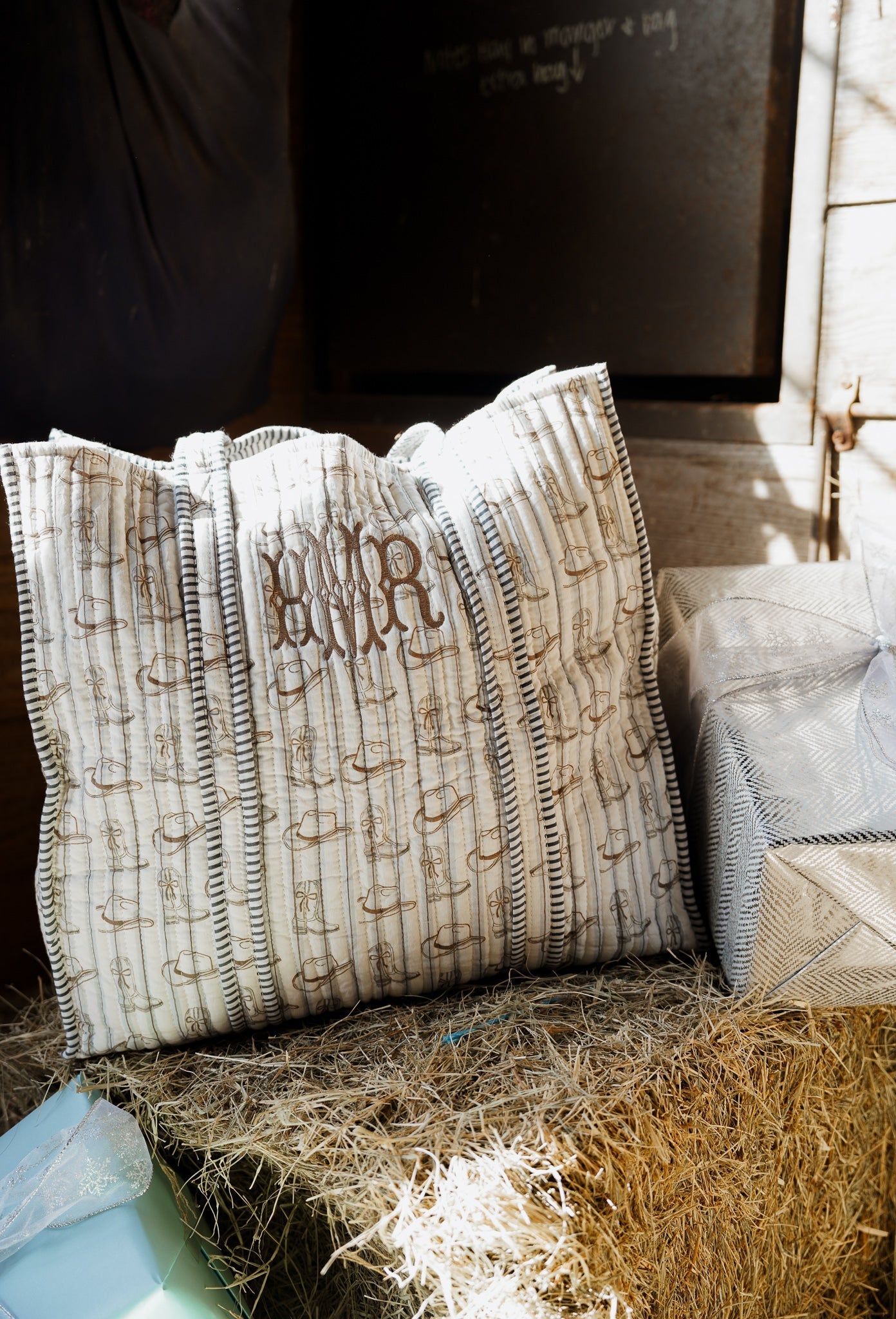 KenzKustomz Western Blues Quilted Tote Bag