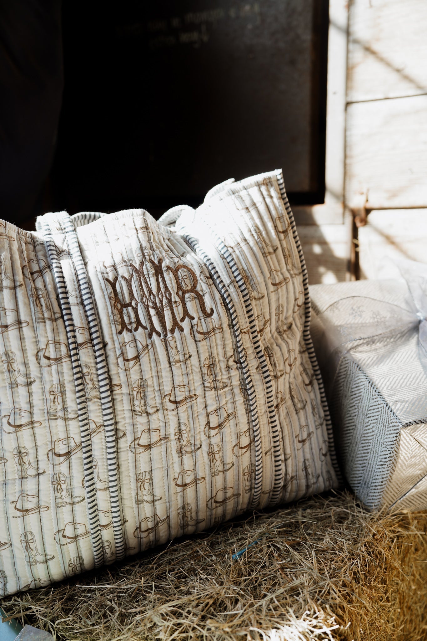 KenzKustomz Western Blues Quilted Tote Bag