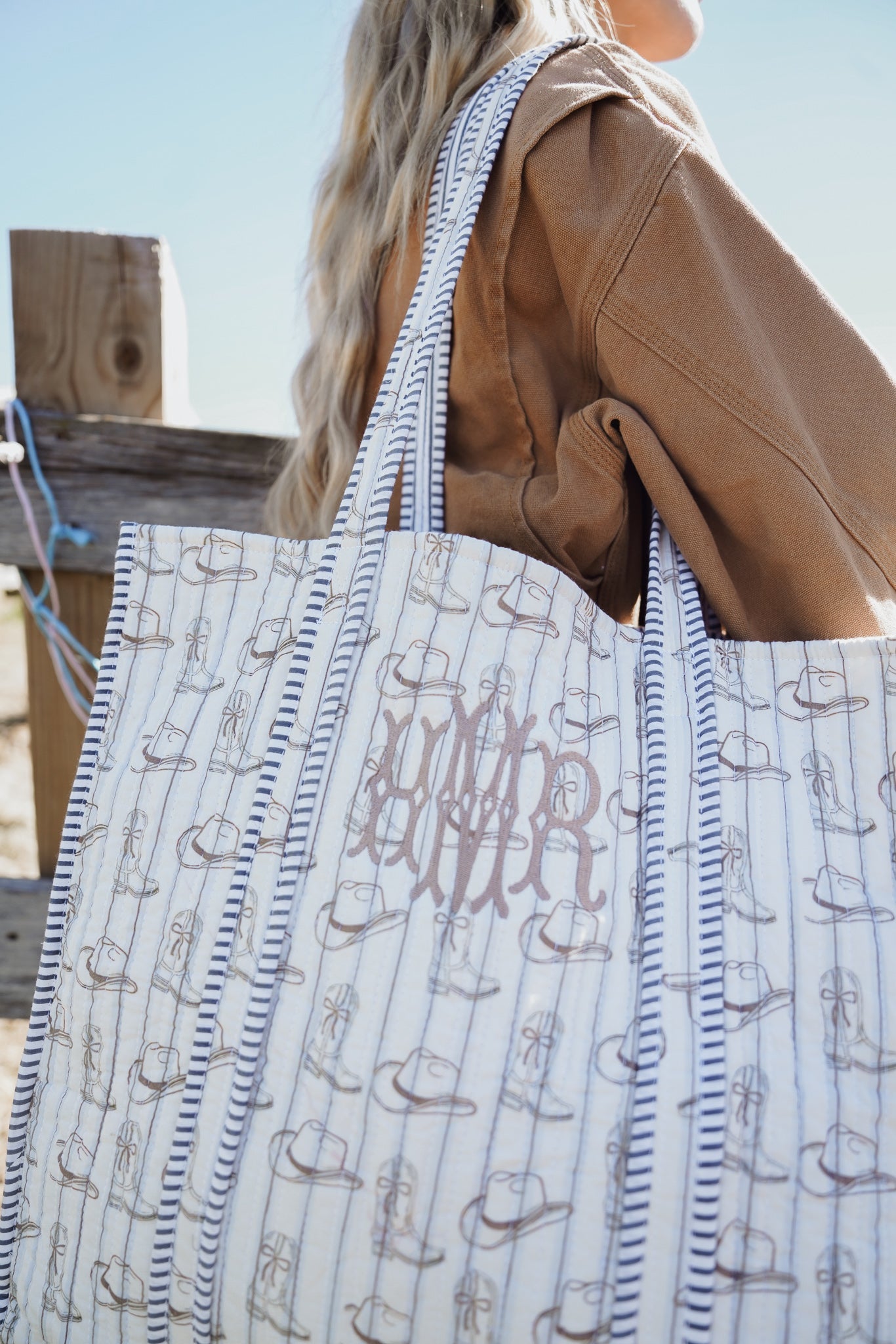 KenzKustomz Western Blues Quilted Tote Bag