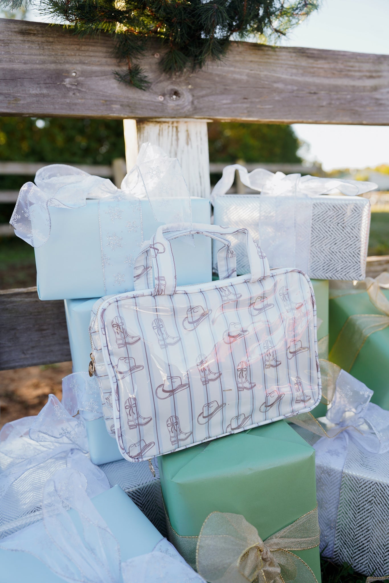 KenzKustomz Western Blues Striped - Clear Coat Toiletry Case