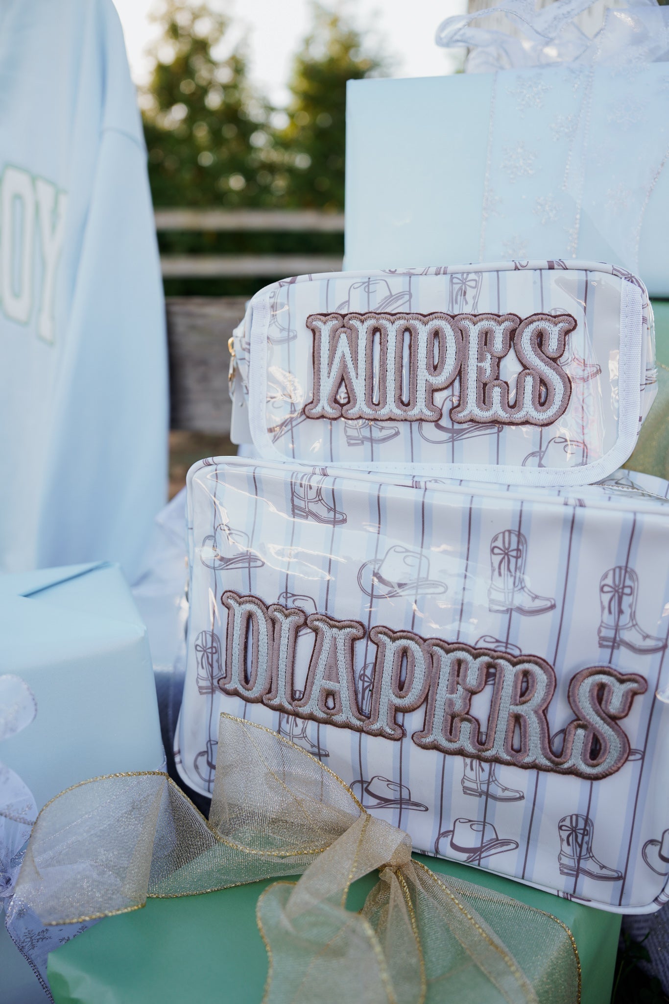 KenzKustomz Wipes Pouch - Western Blues Clear Coat Bag