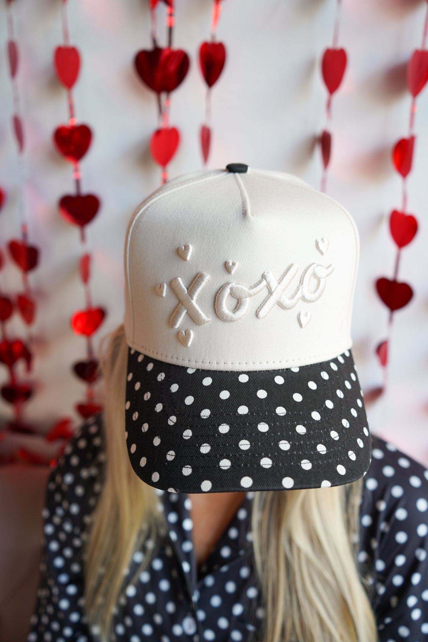 KenzKustomz Xoxo - Black Polka Dot Vintage Trucker Hat