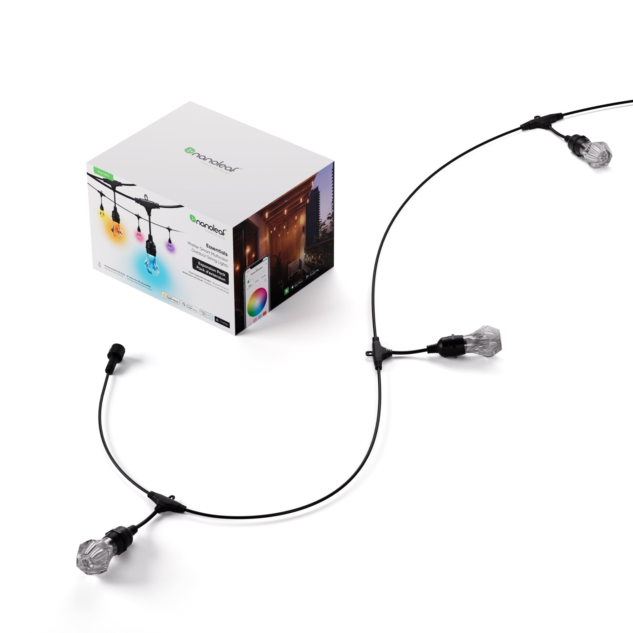 Nanoleaf Shop USA Matter Smart Multicolor Outdoor String Lights Expansion Pack 49ft (15m)