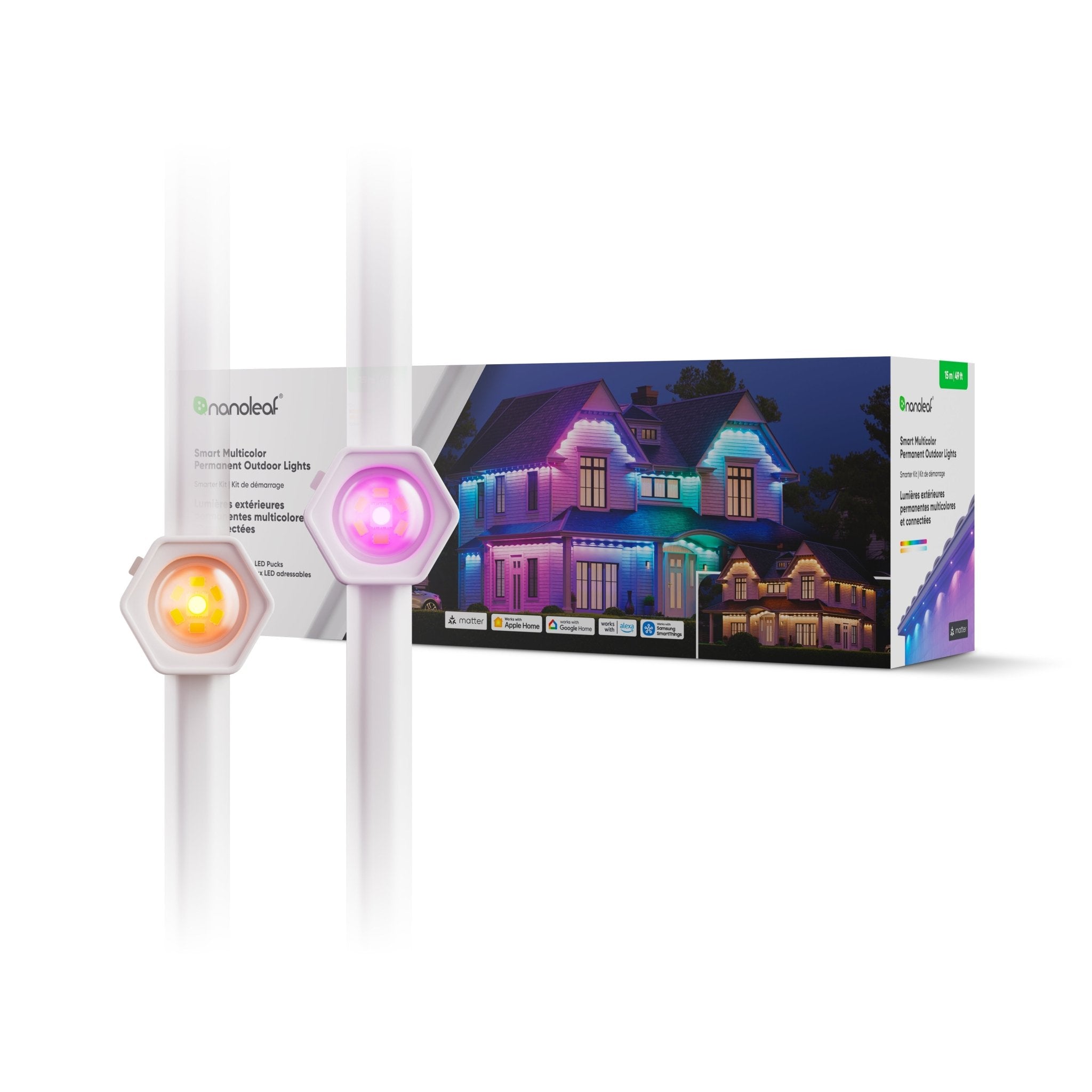 Nanoleaf Shop USA Matter Smart Multicolor Permanent Outdoor Lights Smarter Kit with Cable Covers 49ft (15m)