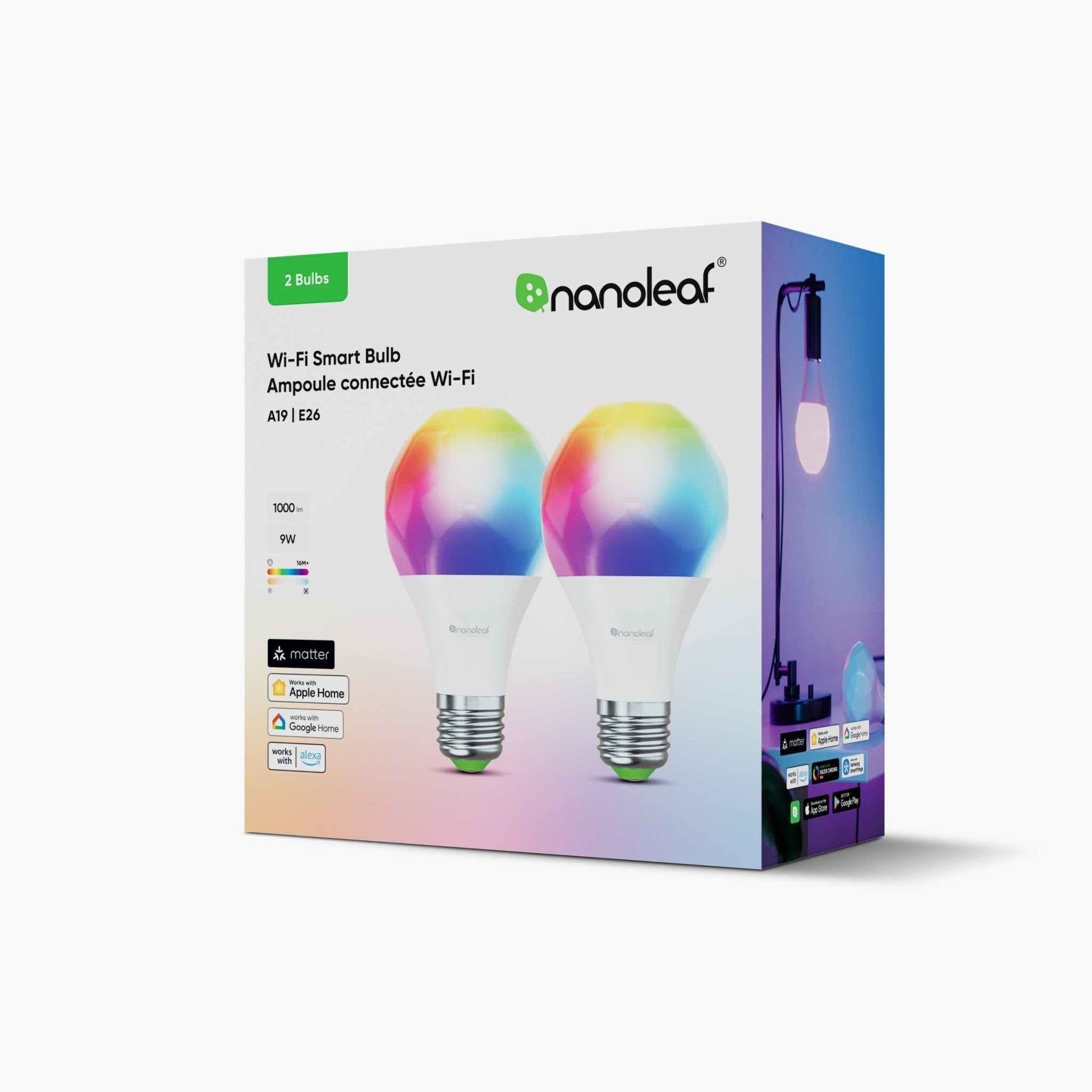 Nanoleaf Shop USA Matter Wi - Fi A19 Smart Bulb (2 Pack)