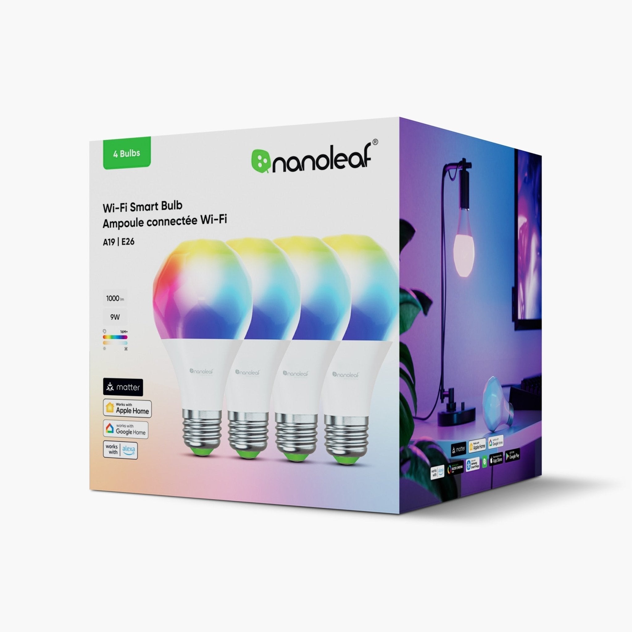 Nanoleaf Shop USA Matter Wi - Fi A19 Smart Bulb (4 Pack)