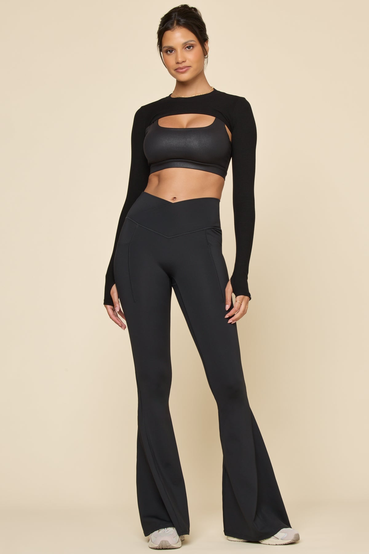 POPFLEX® Crisscross Hourglass® Bell Bottom with Pockets - Black