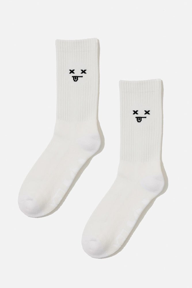 POPFLEX® Dead Face Mid - Calf Gym Socks - White
