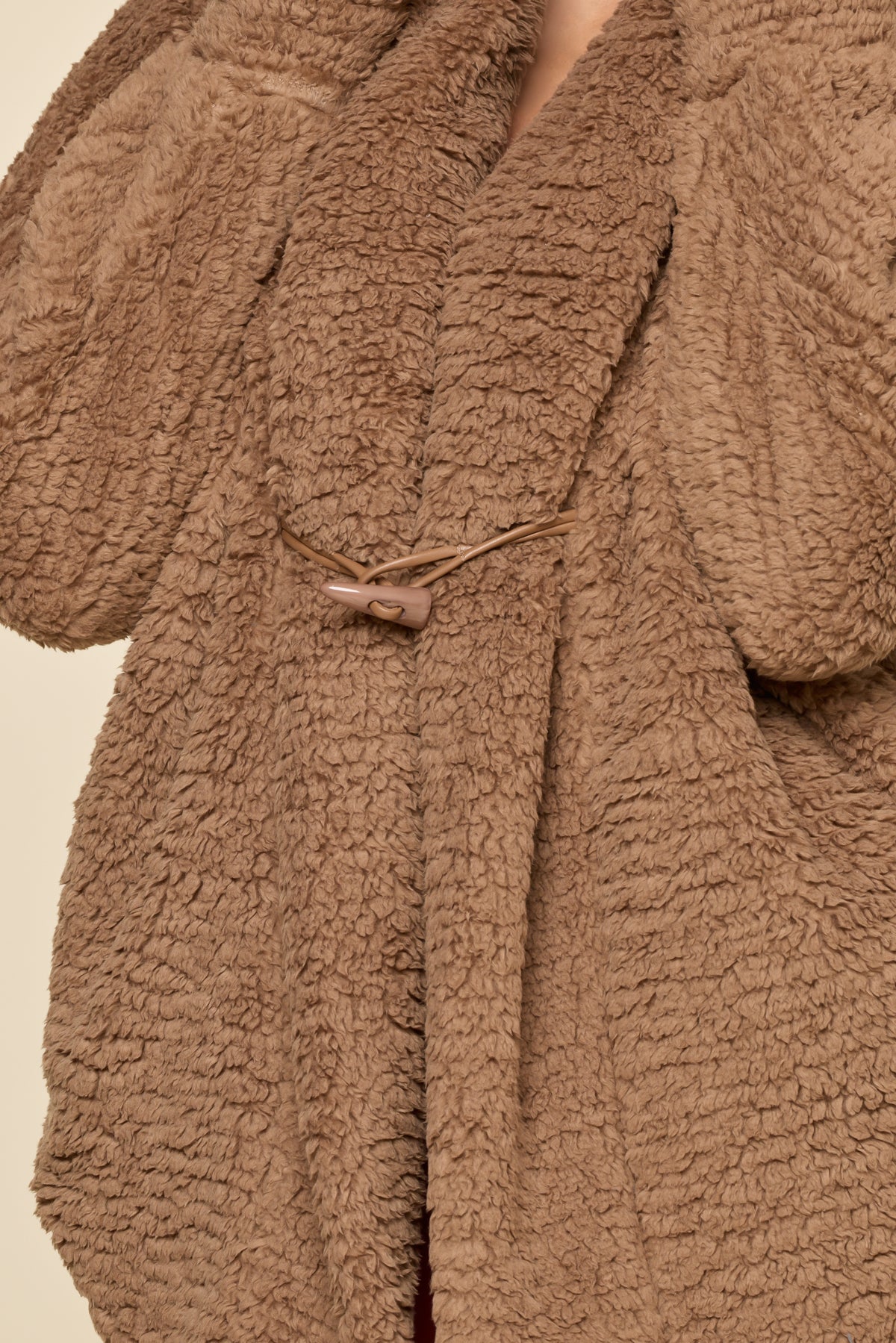POPFLEX® Faux Sherpa Cocoon Coat - Teddy Bear Brown