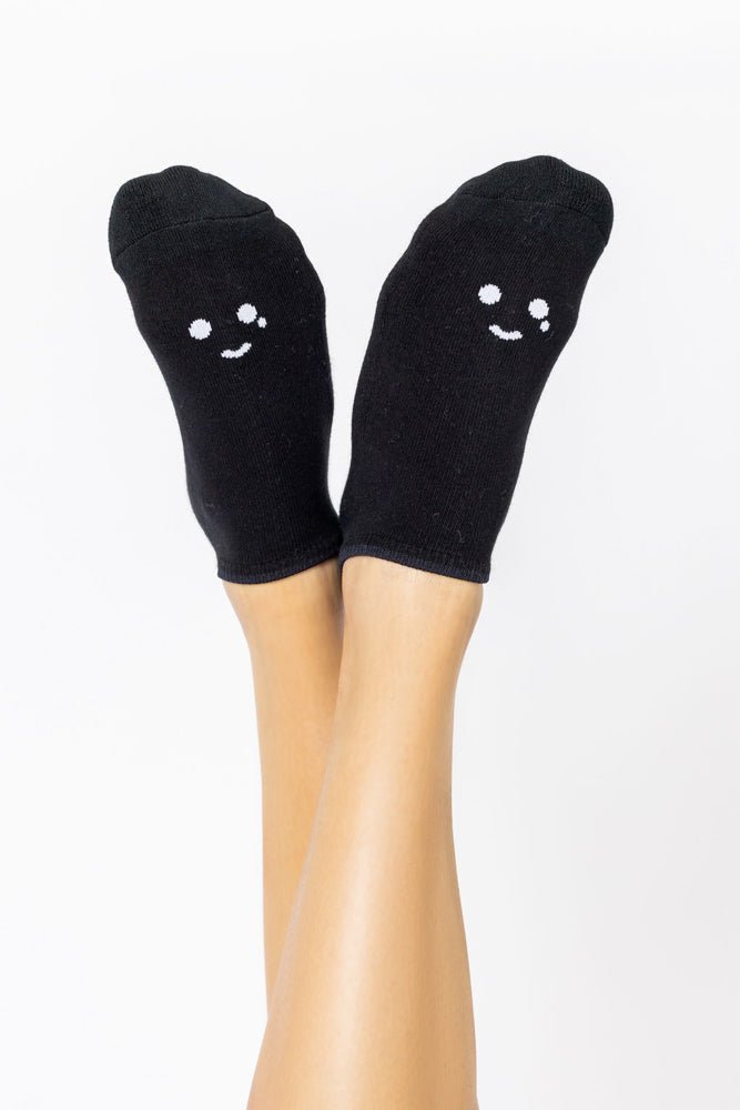 POPFLEX® Happy Cry Face Low Rise Socks - Black