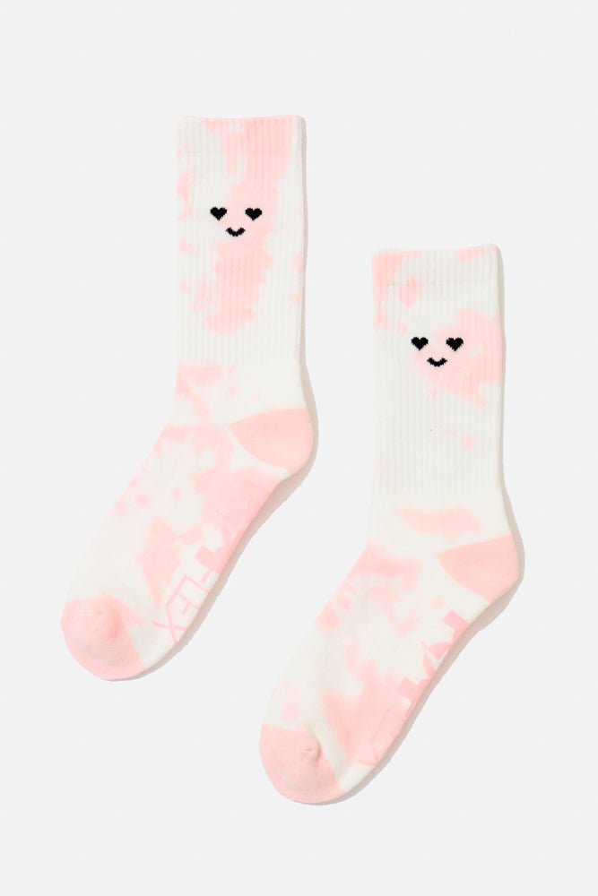 POPFLEX® Heart Eyes Mid - Calf Gym Socks - Pink Tie Dye