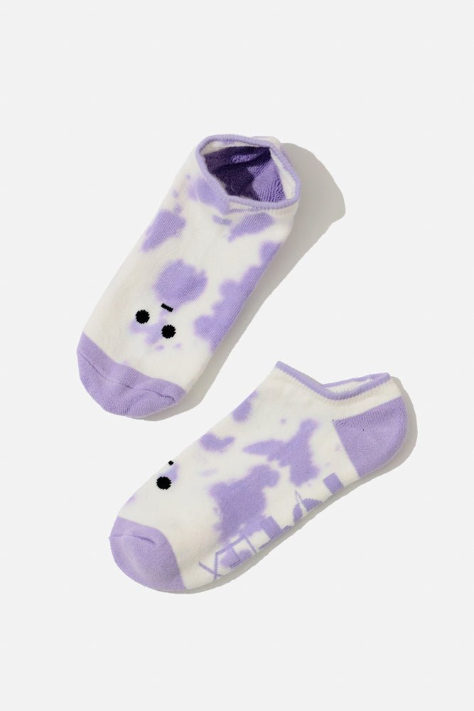 POPFLEX® Meh Face Low Rise Socks - Purple Tie Dye