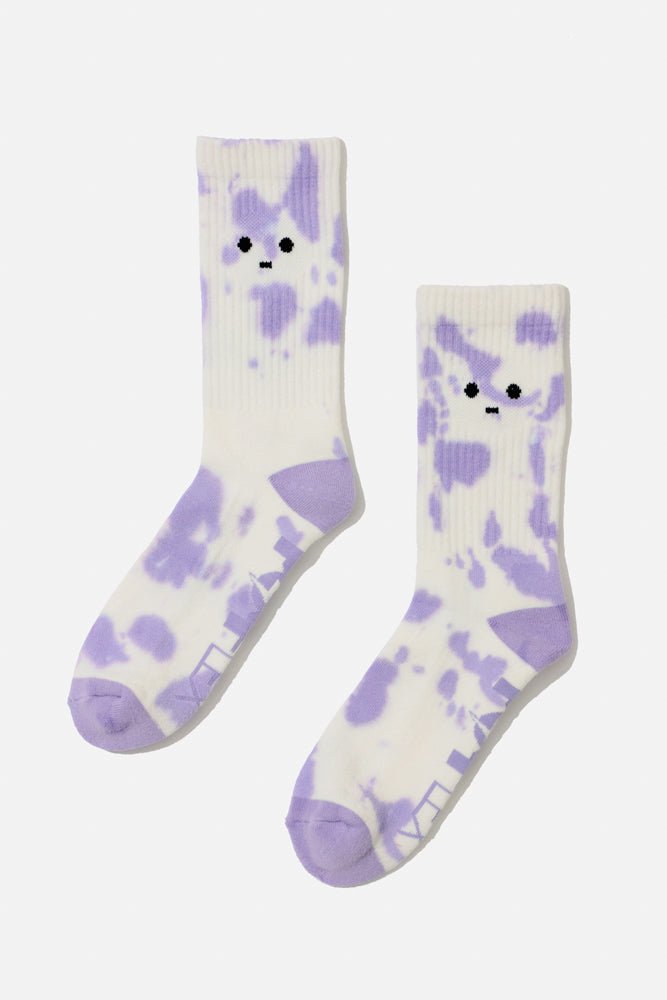 POPFLEX® Meh Face Mid - Calf Gym Socks - Purple Tie Dye