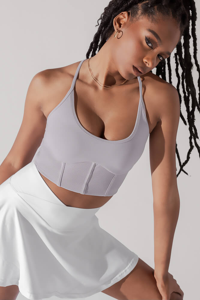 POPFLEX® Plié Corset Crop Bralette - Lavender Grey